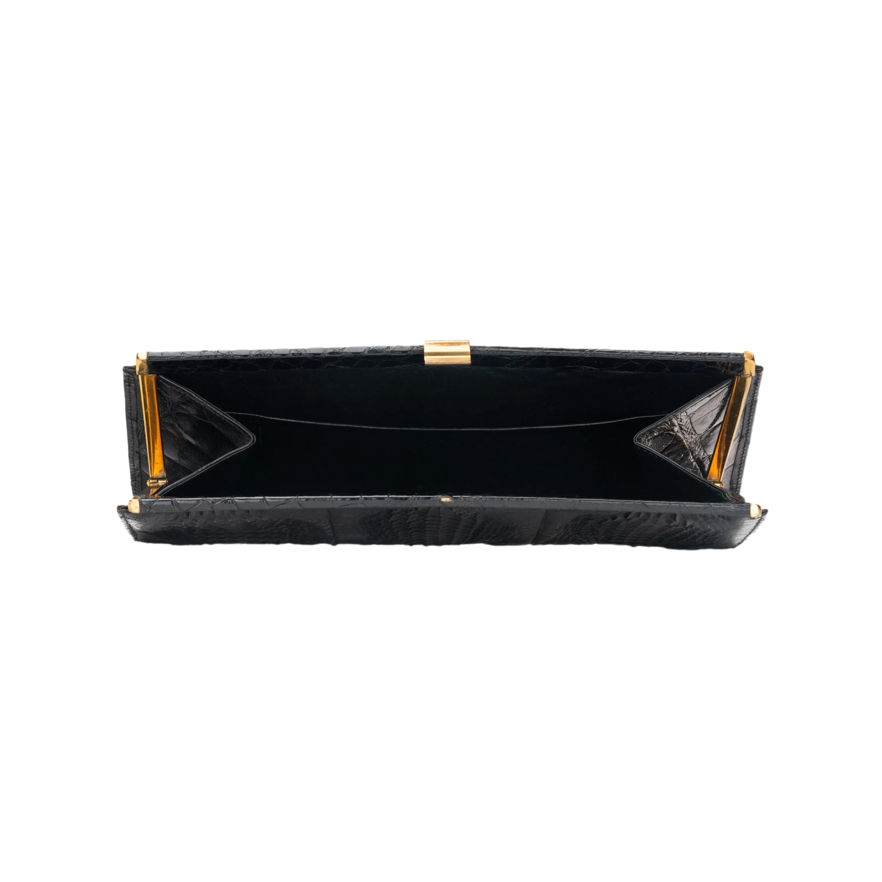 Black Exotic Leather Clutch - '70s