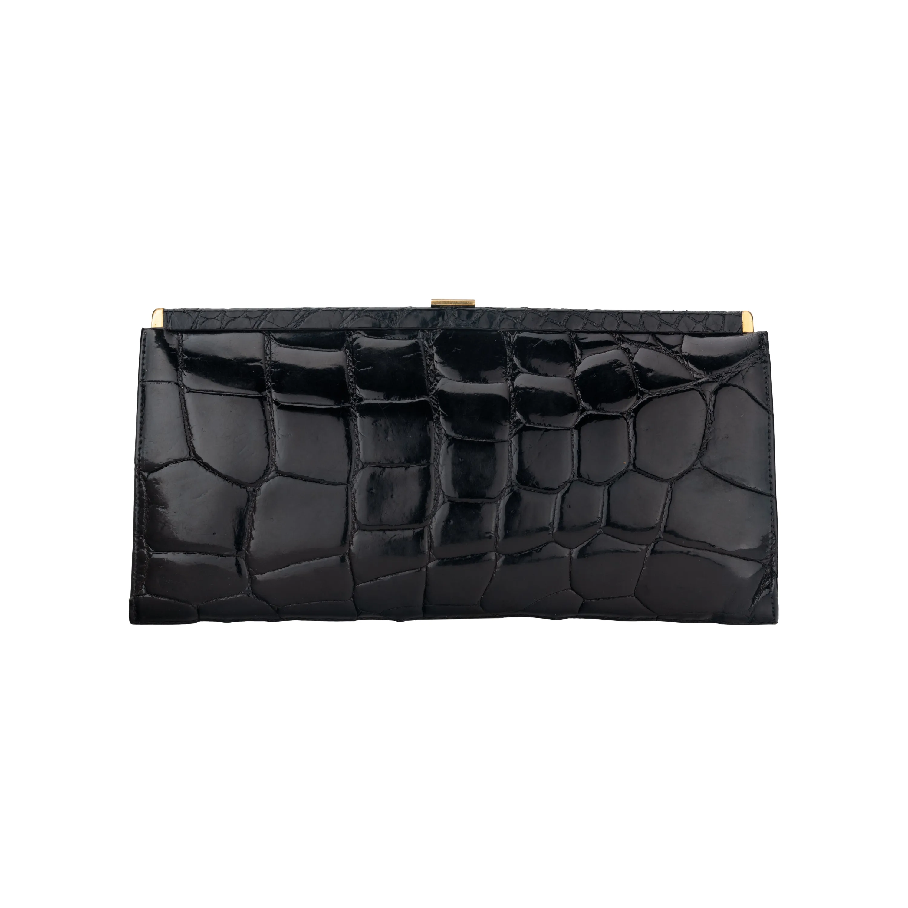 Black Exotic Leather Clutch - '70s