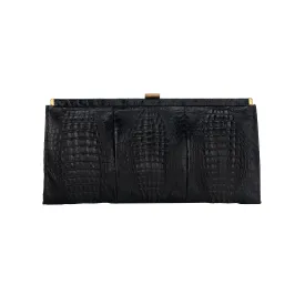 Black Exotic Leather Clutch - '70s