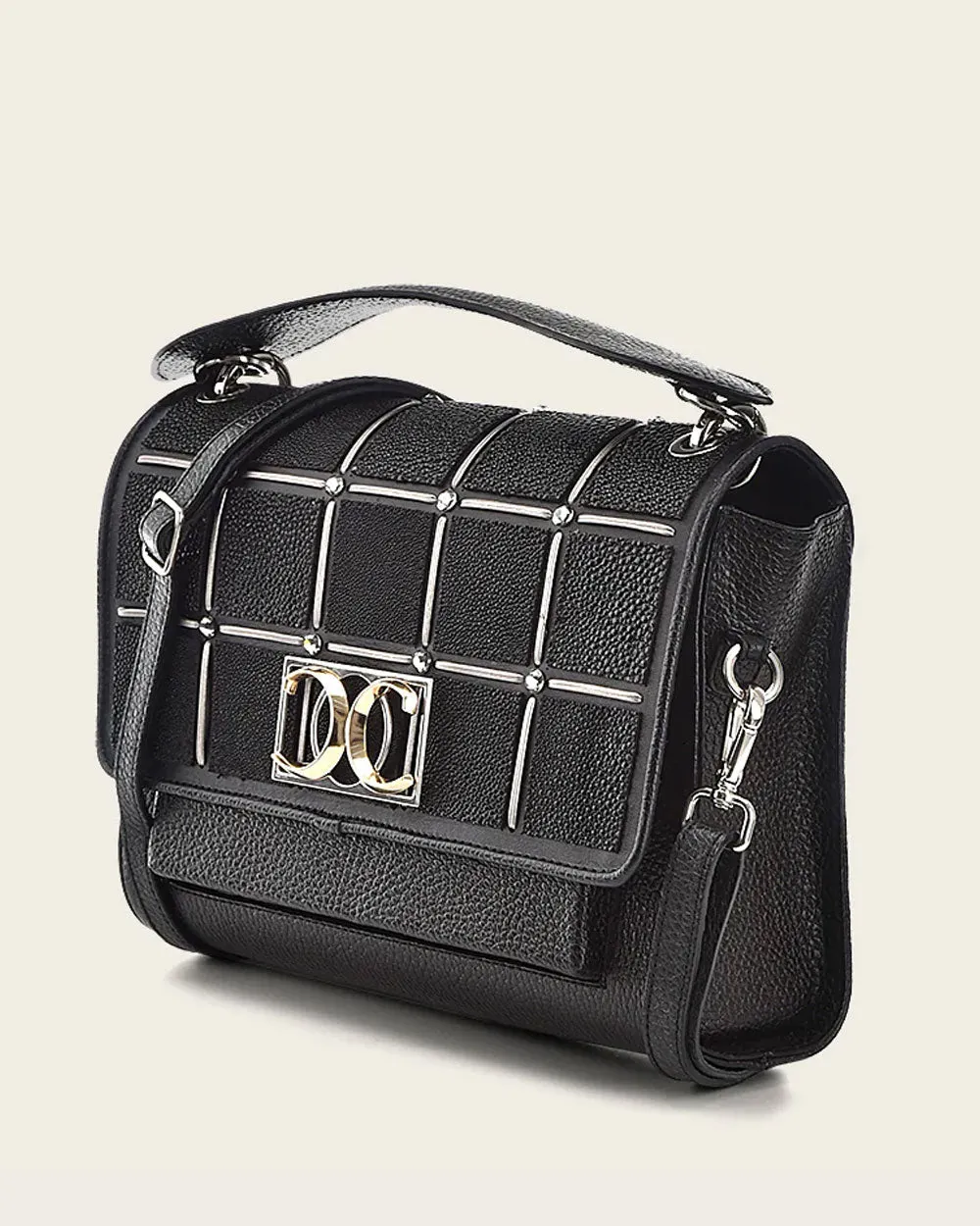 Black flap handbag