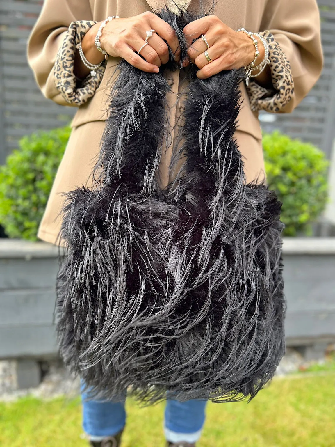 Black Fluffy Shaggy Bag