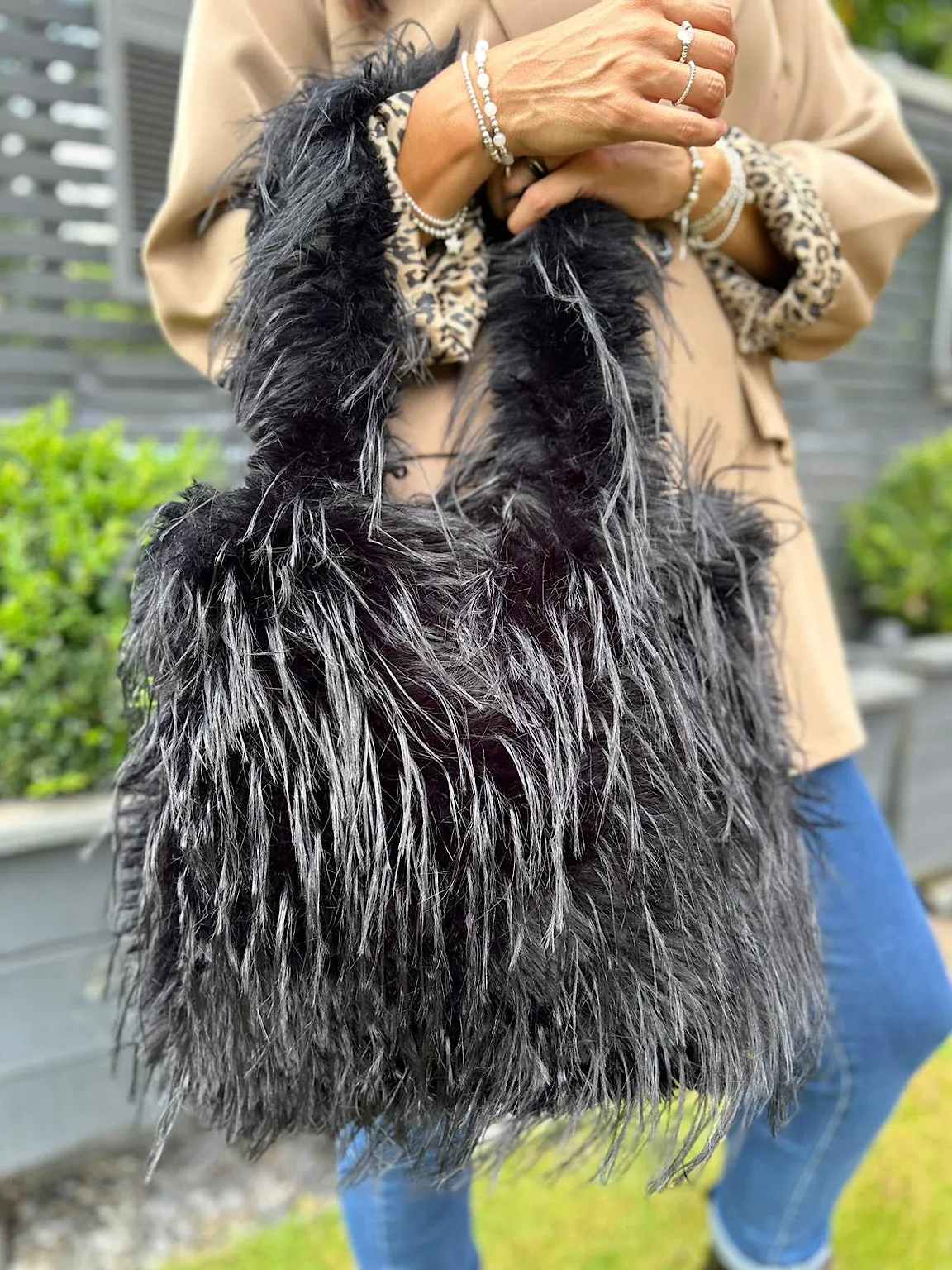 Black Fluffy Shaggy Bag