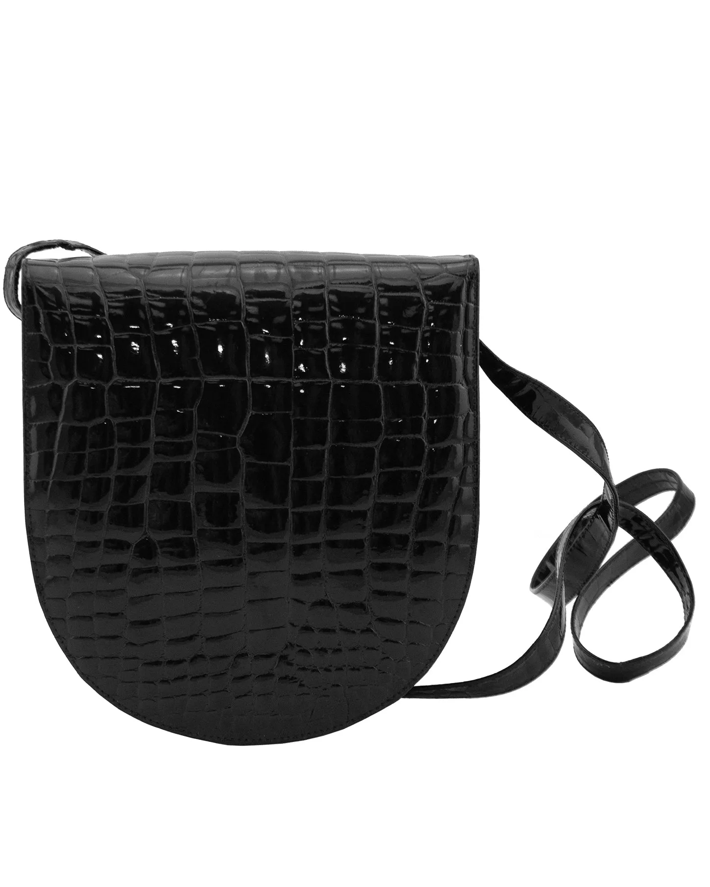 Black Stamped Leather Crossbody Bag