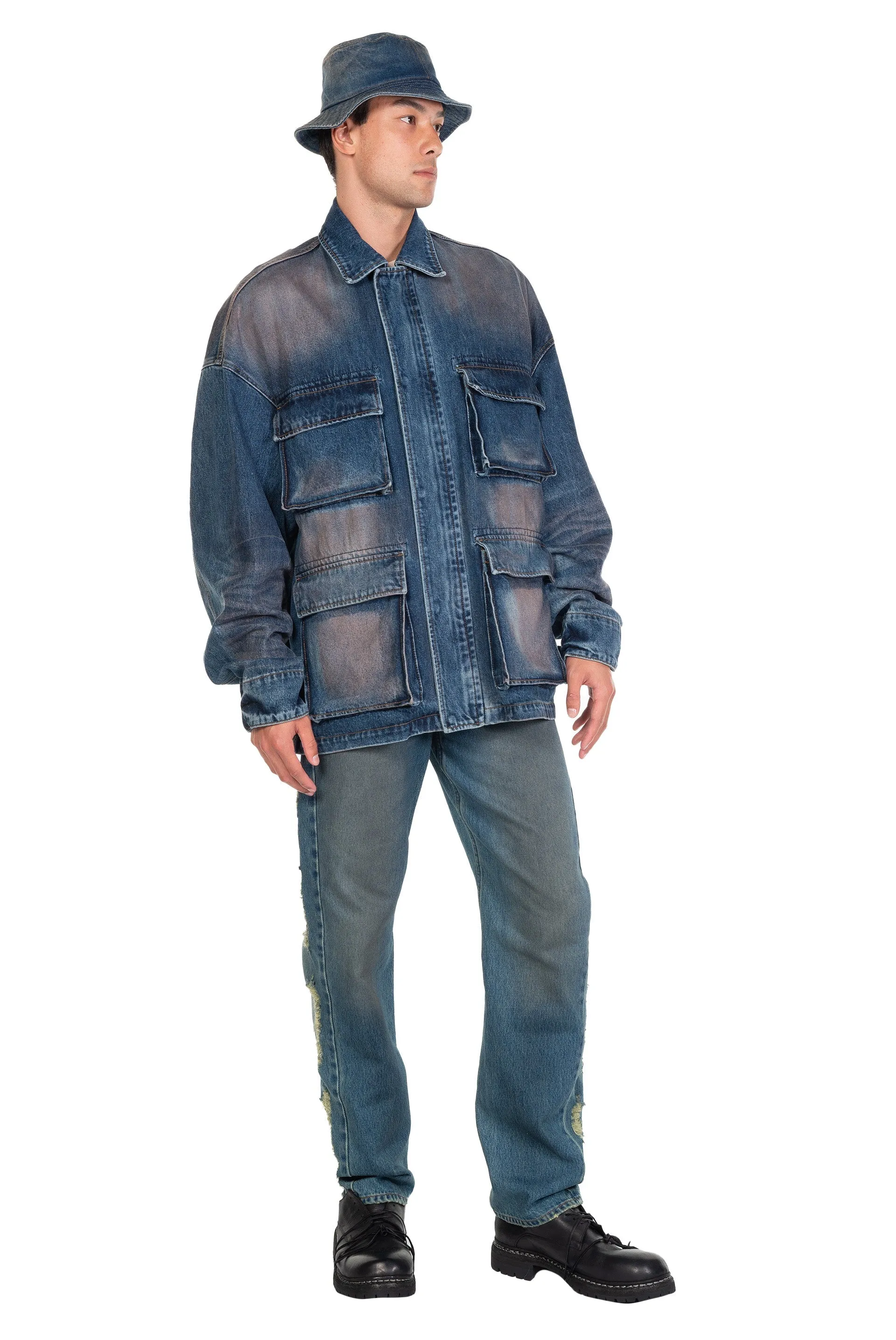 Blue Washed Multi-Pocket Jacket