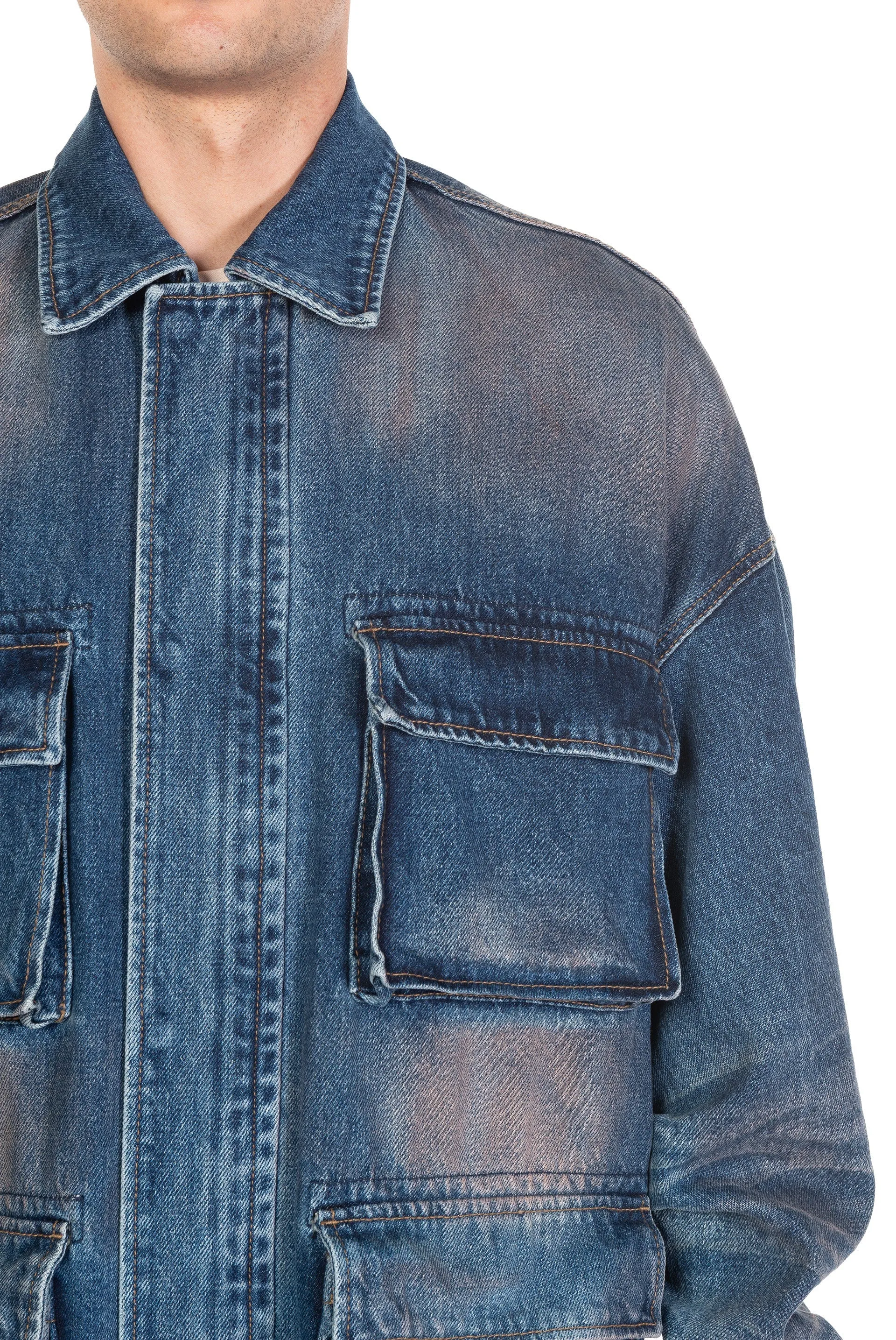 Blue Washed Multi-Pocket Jacket