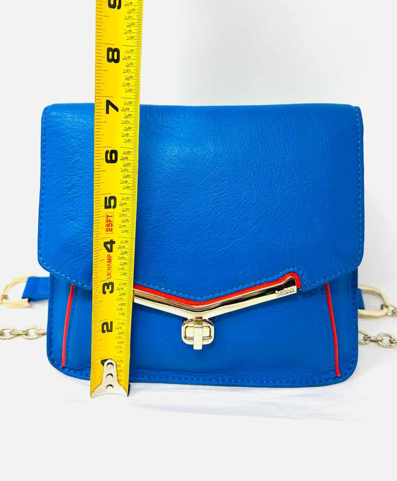 Blue/Gold Chain Leather Designer Crossbody Purse