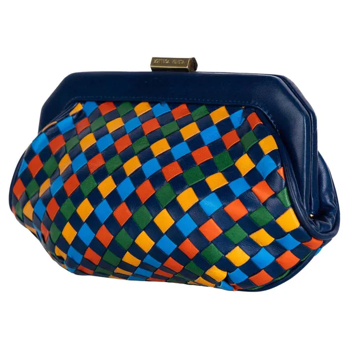 BOTTEGA VENETA Vintage Intrecciato Leather Harlequin Clutch