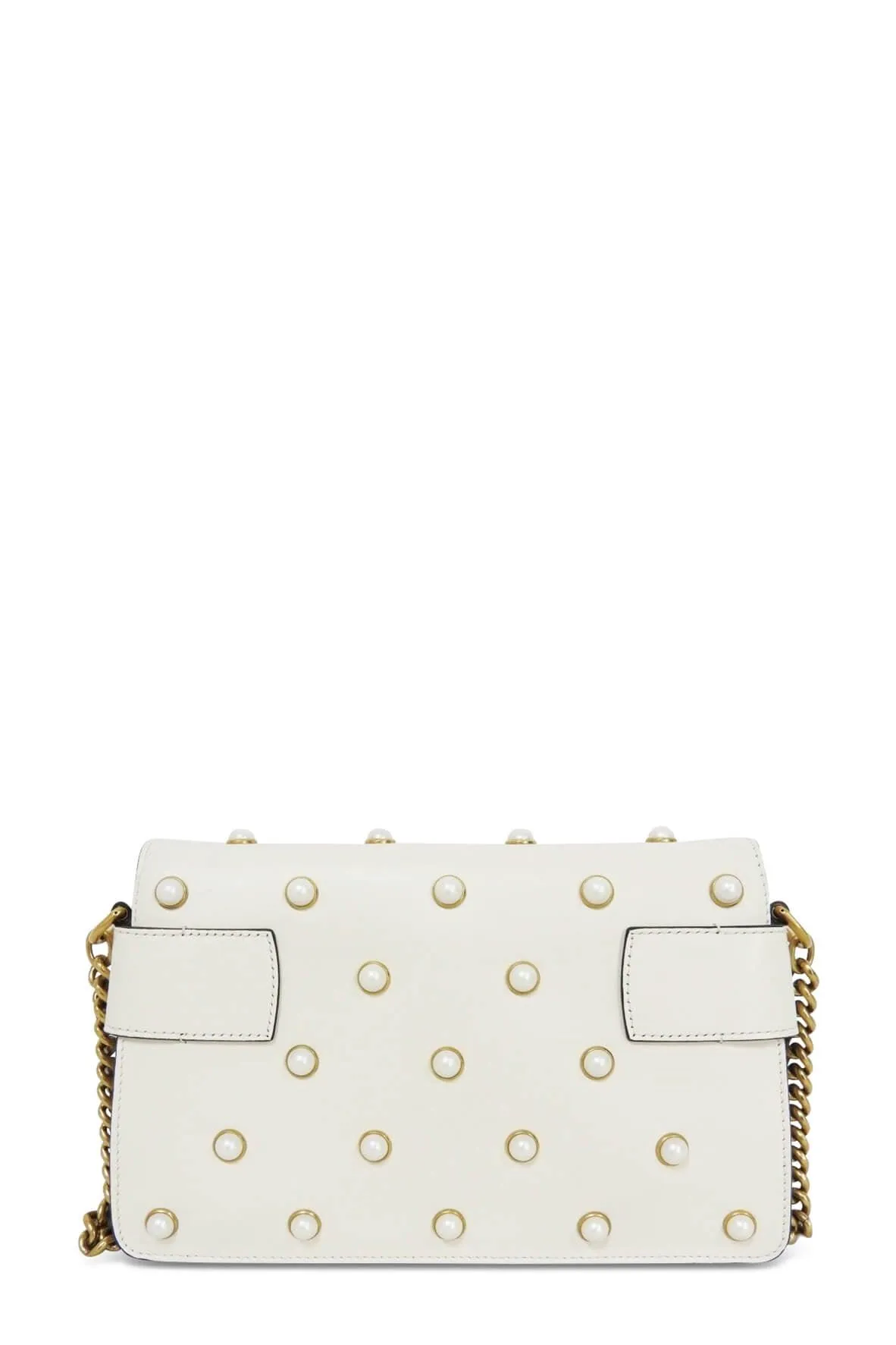 Broadway Bee Embellished Leather Shoulder Bag Cream