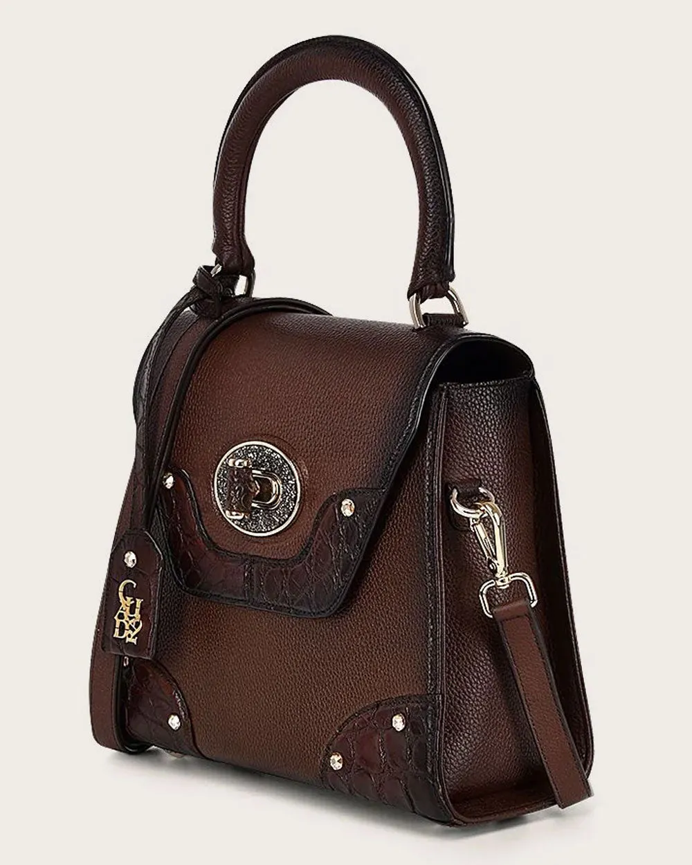 Brown ultra exotic top handle handbag