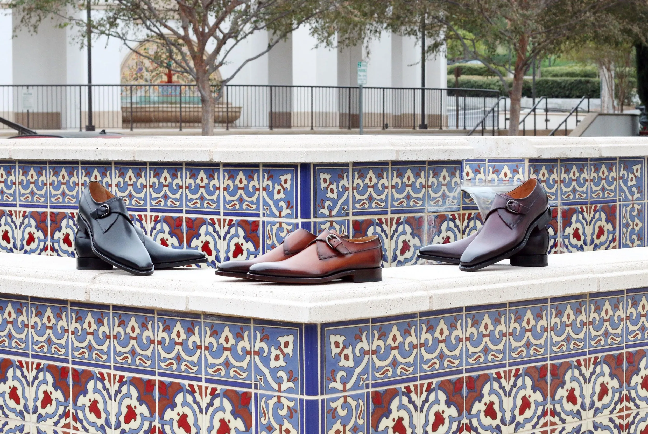 Burnished Calfskin Monkstrap Burgundy