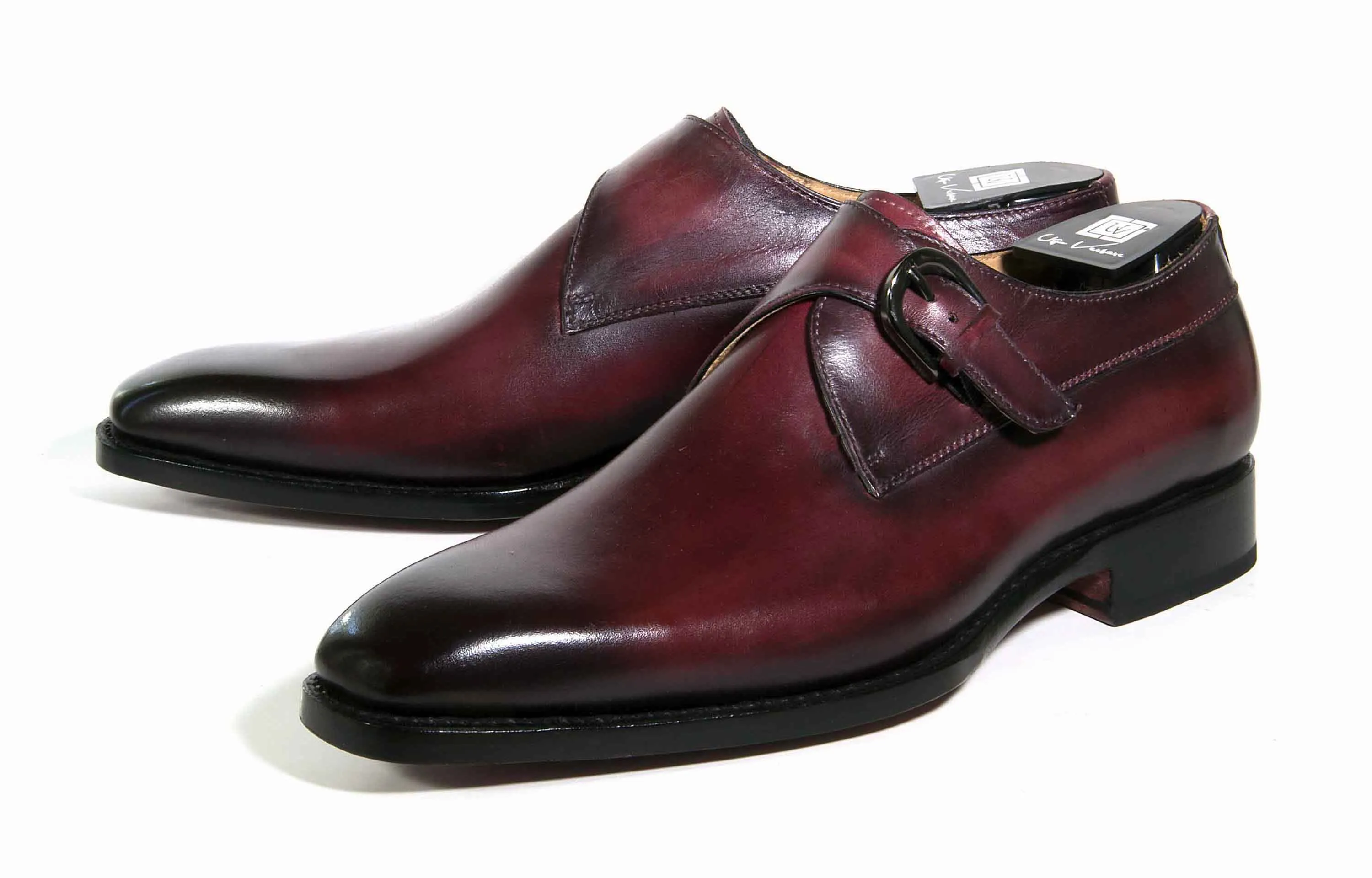 Burnished Calfskin Monkstrap Burgundy