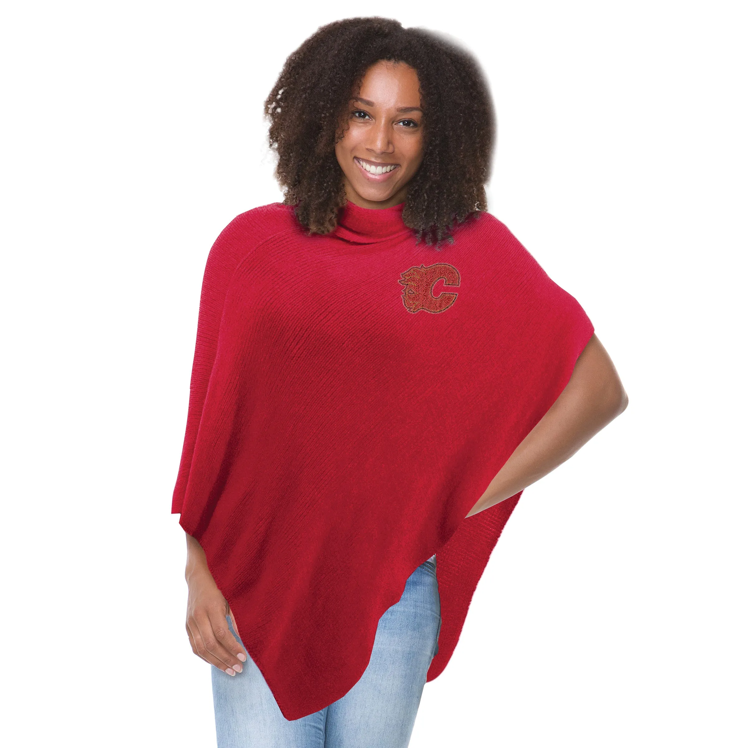 Calgary Flames Crystal Knit Poncho