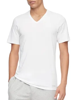 Calvin Klein Cotton Classics 3 Pack Slim Fit Short Sleeve V Neck T-Shirt NB4014