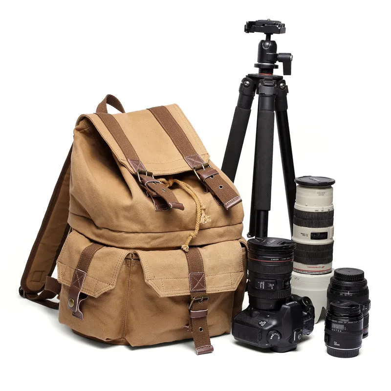 Canvas DSLR Camera Backpack Canvas Travel Backpack Casual Laptop Backpack