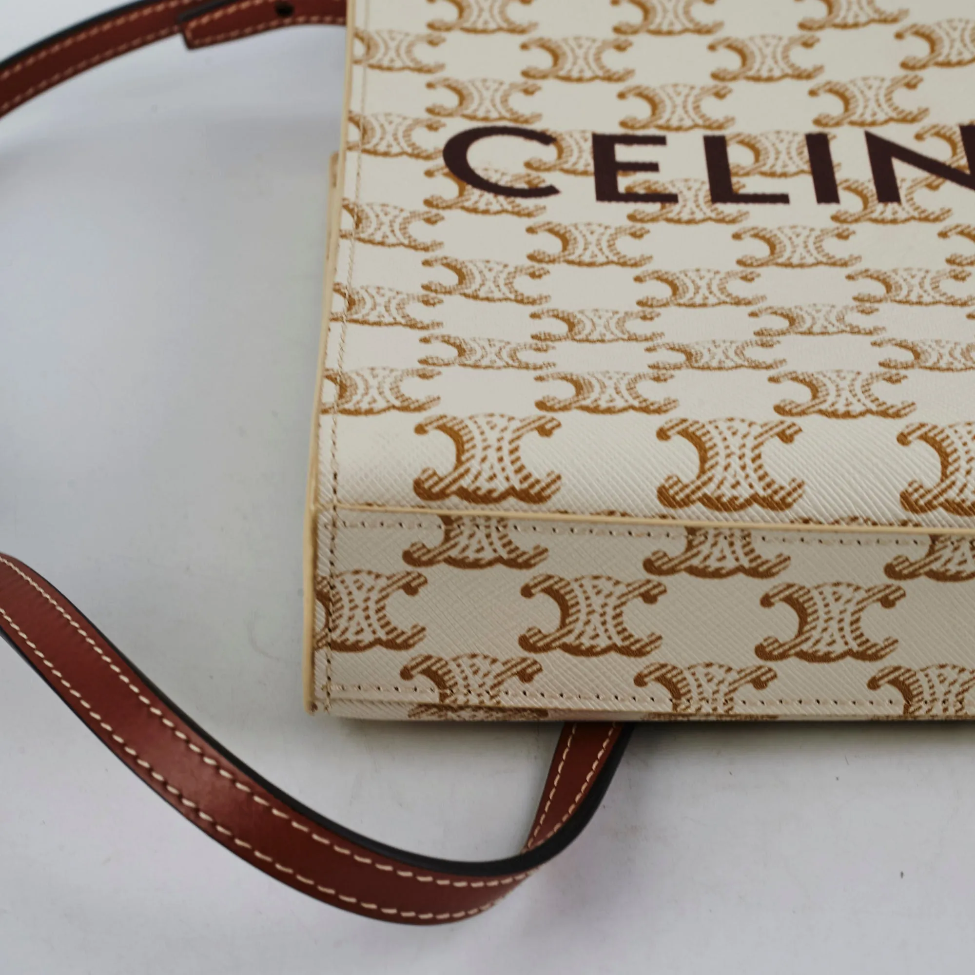 Celine Mini Vertical Cabas Canvas Logo Tote