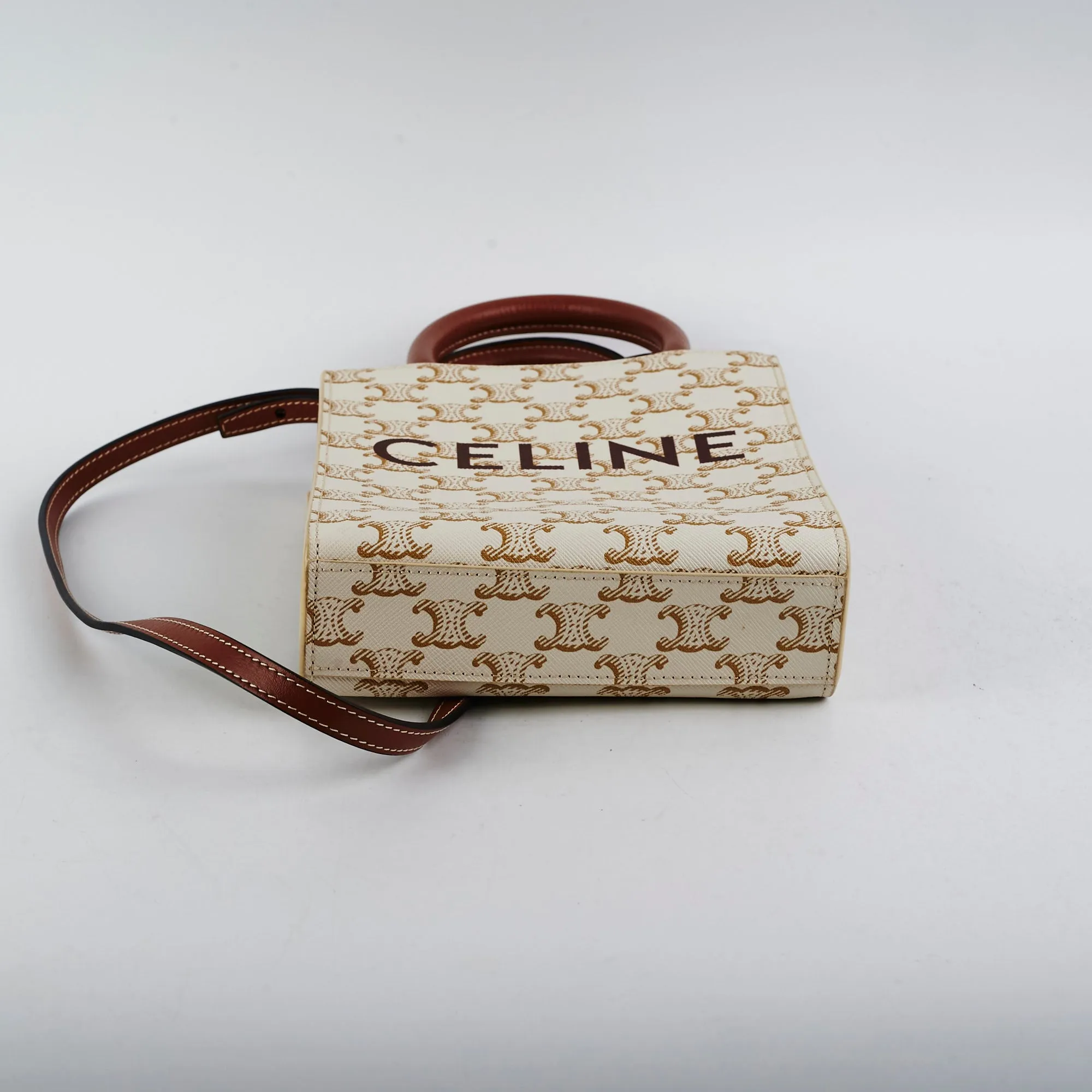 Celine Mini Vertical Cabas Canvas Logo Tote