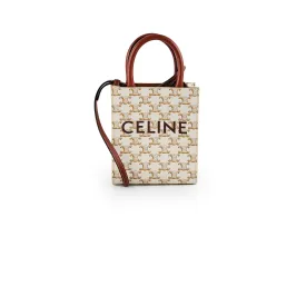 Celine Mini Vertical Cabas Canvas Logo Tote