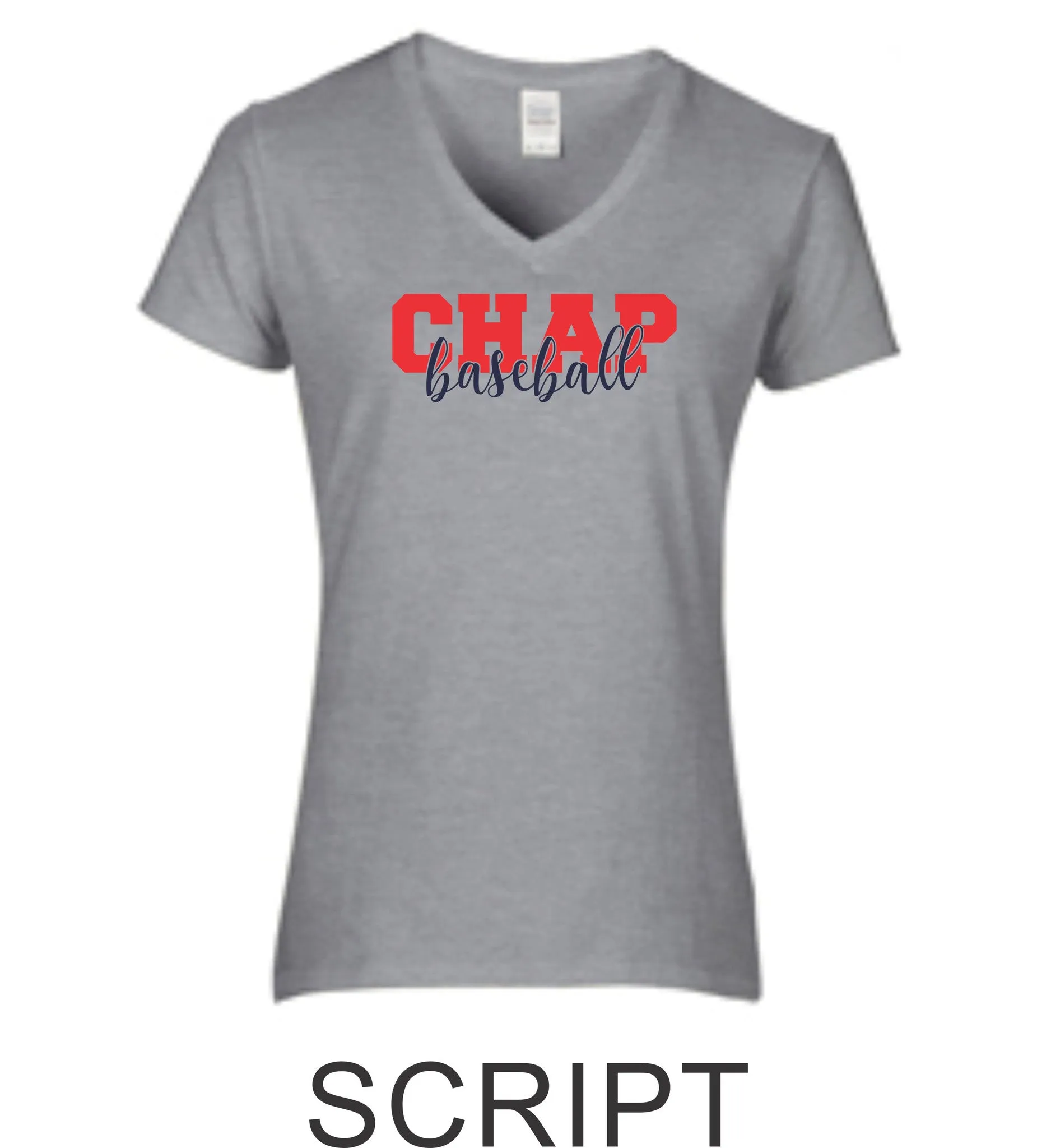 Chap Baseball Ladies Short Sleeve Tee in 4 Designs- Matte or Glitter