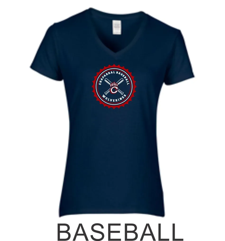 Chap Baseball Ladies Short Sleeve Tee in 4 Designs- Matte or Glitter