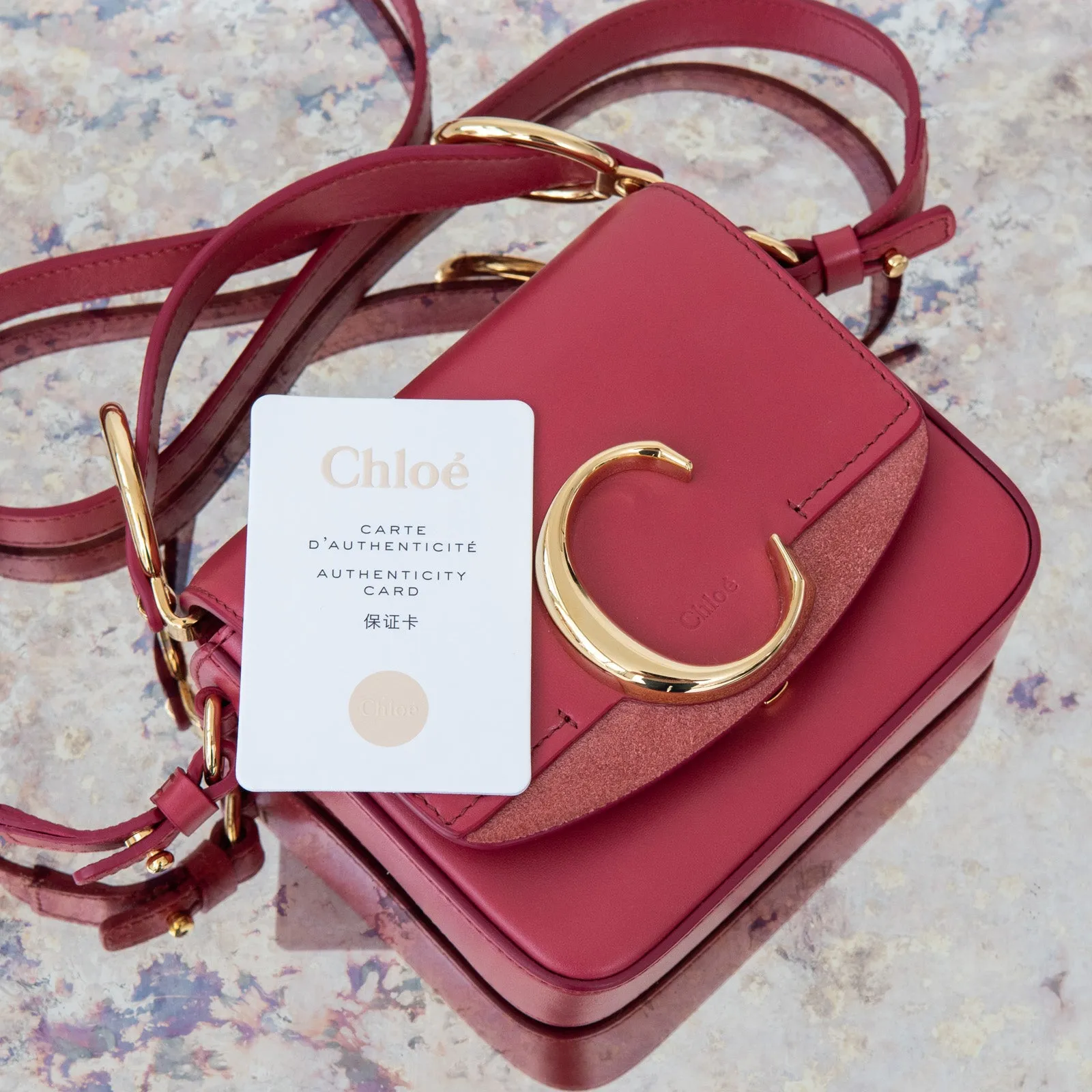 Chloe Captive Scarlet Pink Mini  C Logo Crossbody Bag