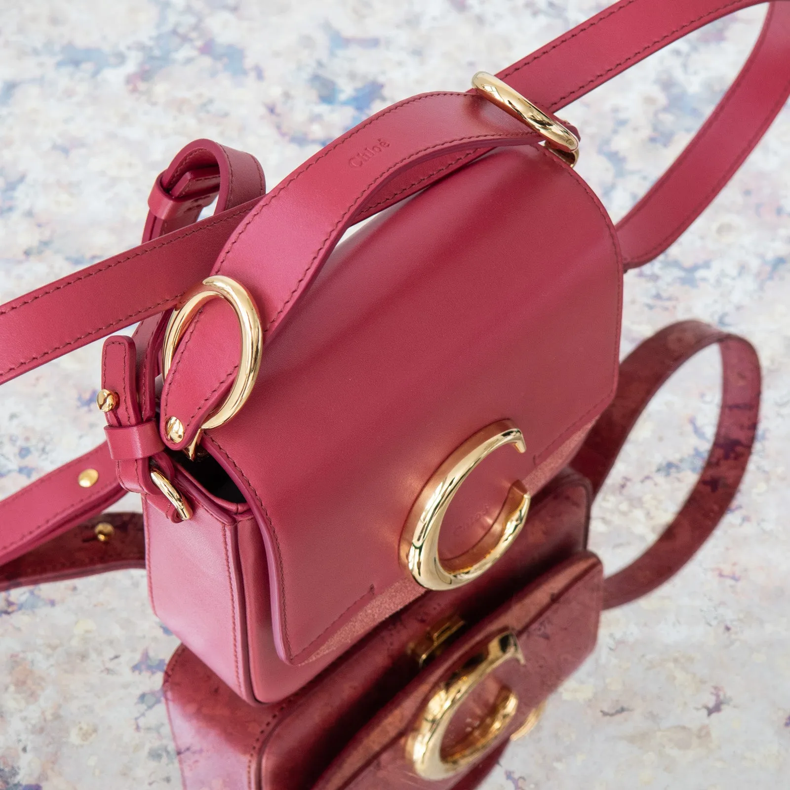 Chloe Captive Scarlet Pink Mini  C Logo Crossbody Bag