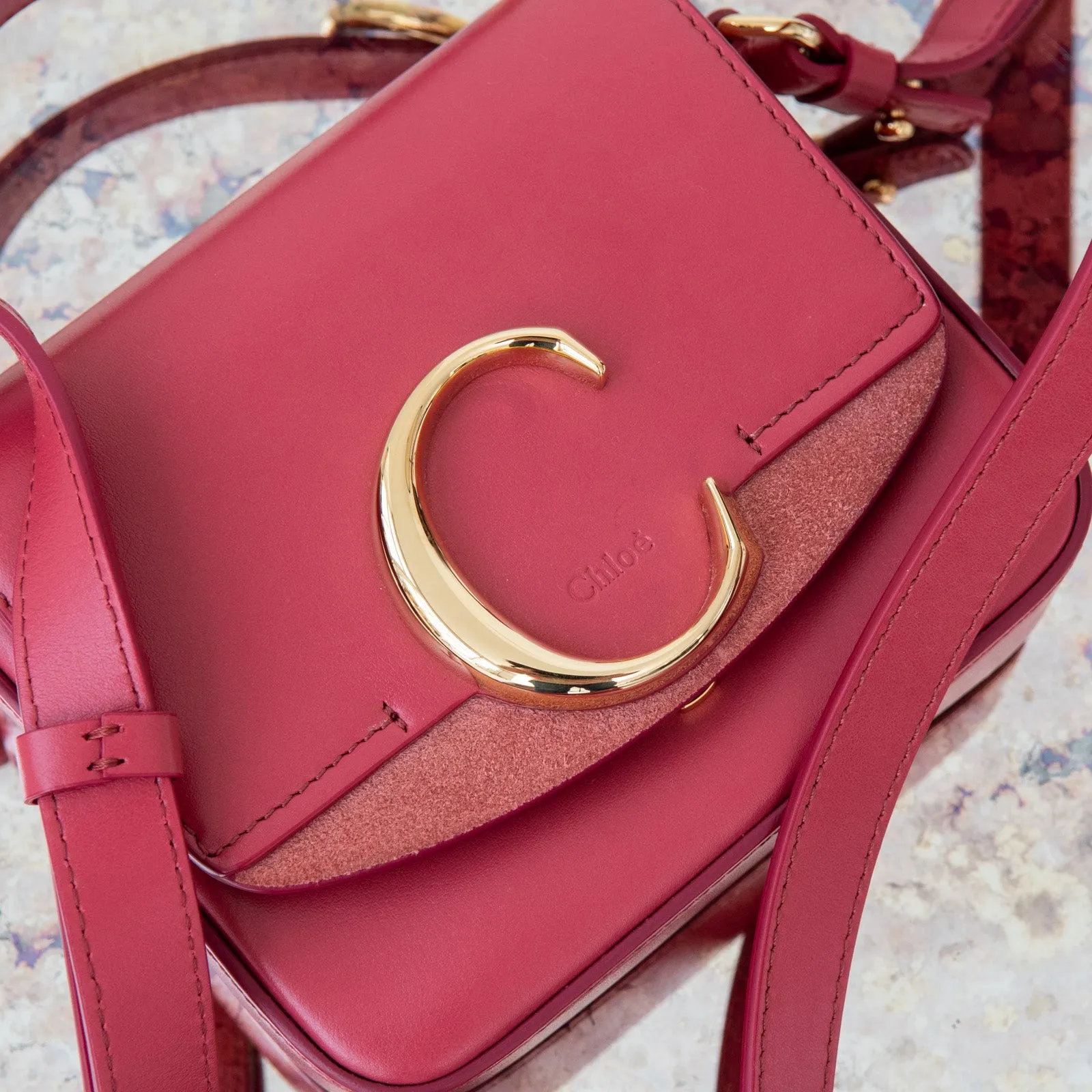 Chloe Captive Scarlet Pink Mini  C Logo Crossbody Bag