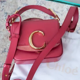 Chloe Captive Scarlet Pink Mini  C Logo Crossbody Bag