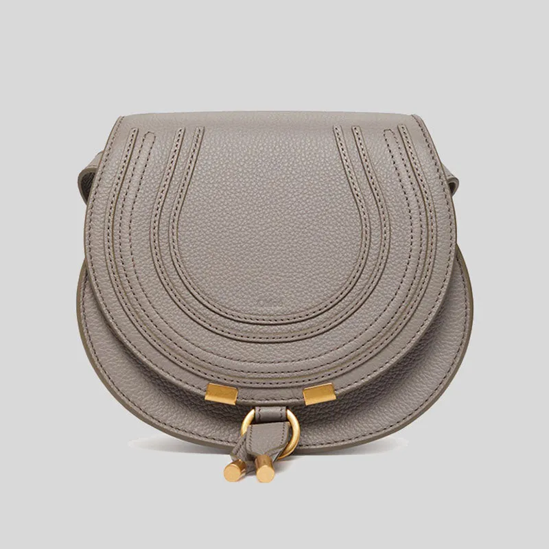 CHLOE Marcie Small Saddle Bag Cashmere Grey CHC22AS680I31