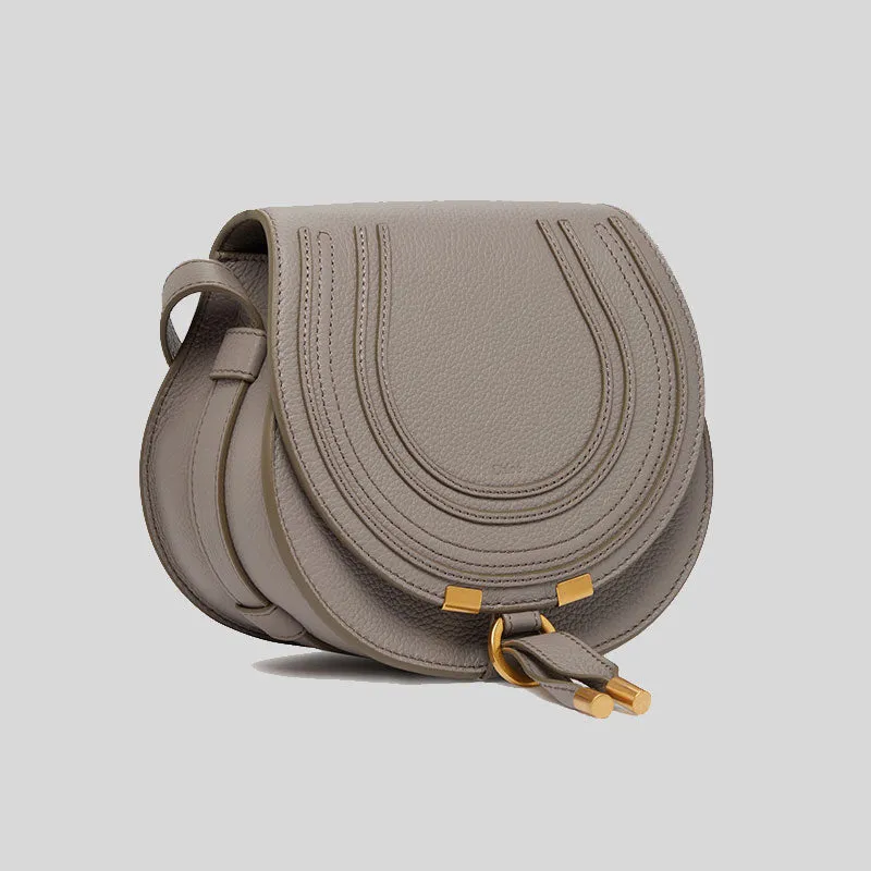 CHLOE Marcie Small Saddle Bag Cashmere Grey CHC22AS680I31