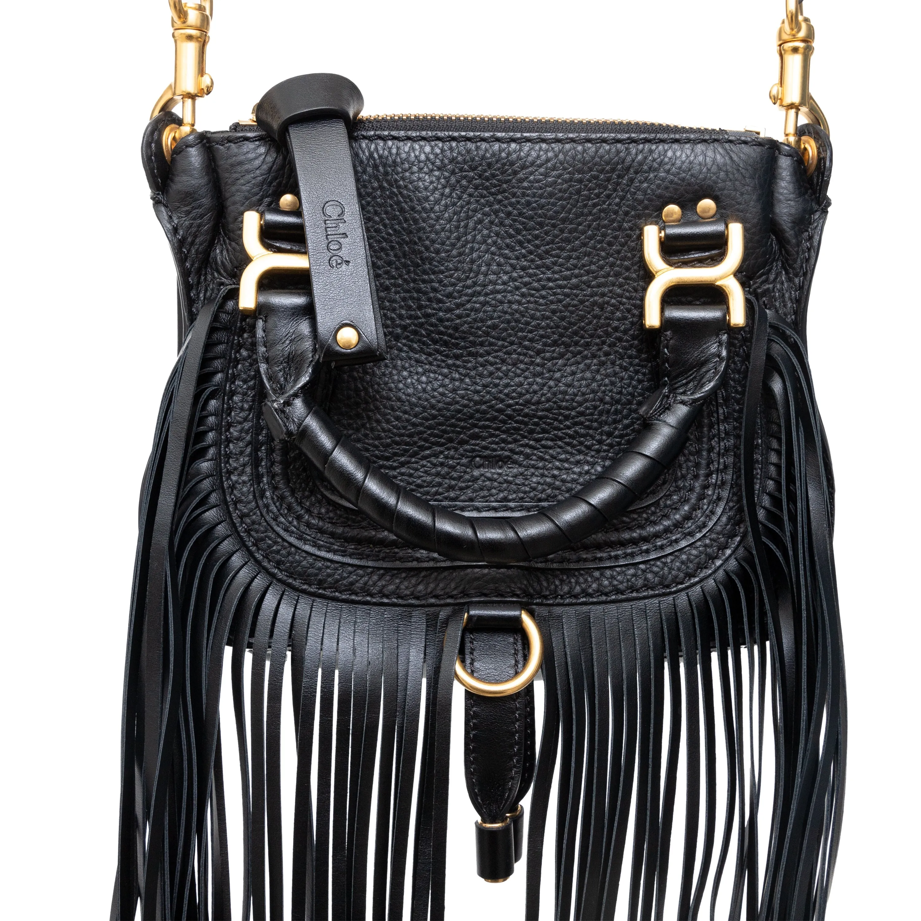 Chloe Mini Marcie Fringe Leather Crossbody Bag - '10s