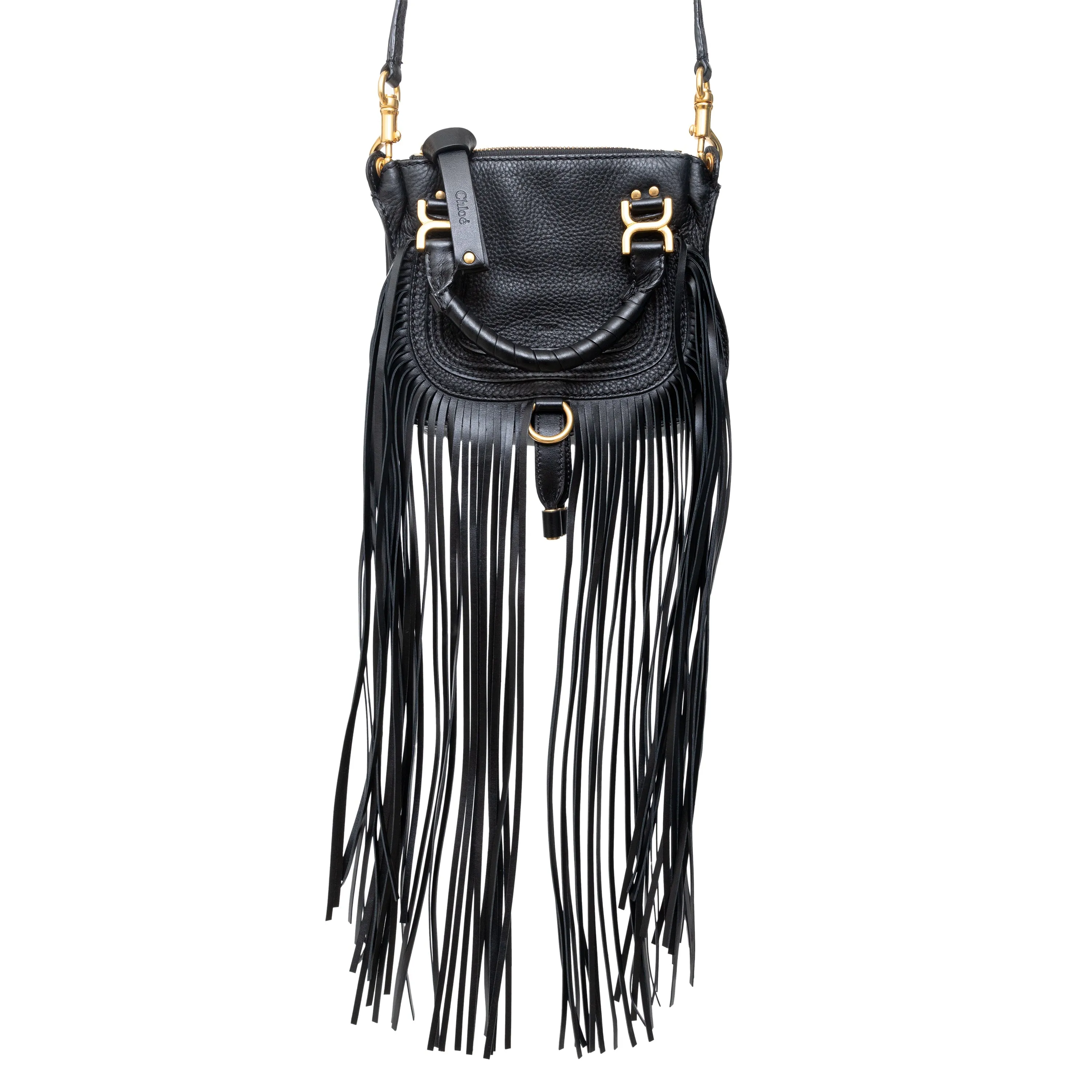 Chloe Mini Marcie Fringe Leather Crossbody Bag - '10s