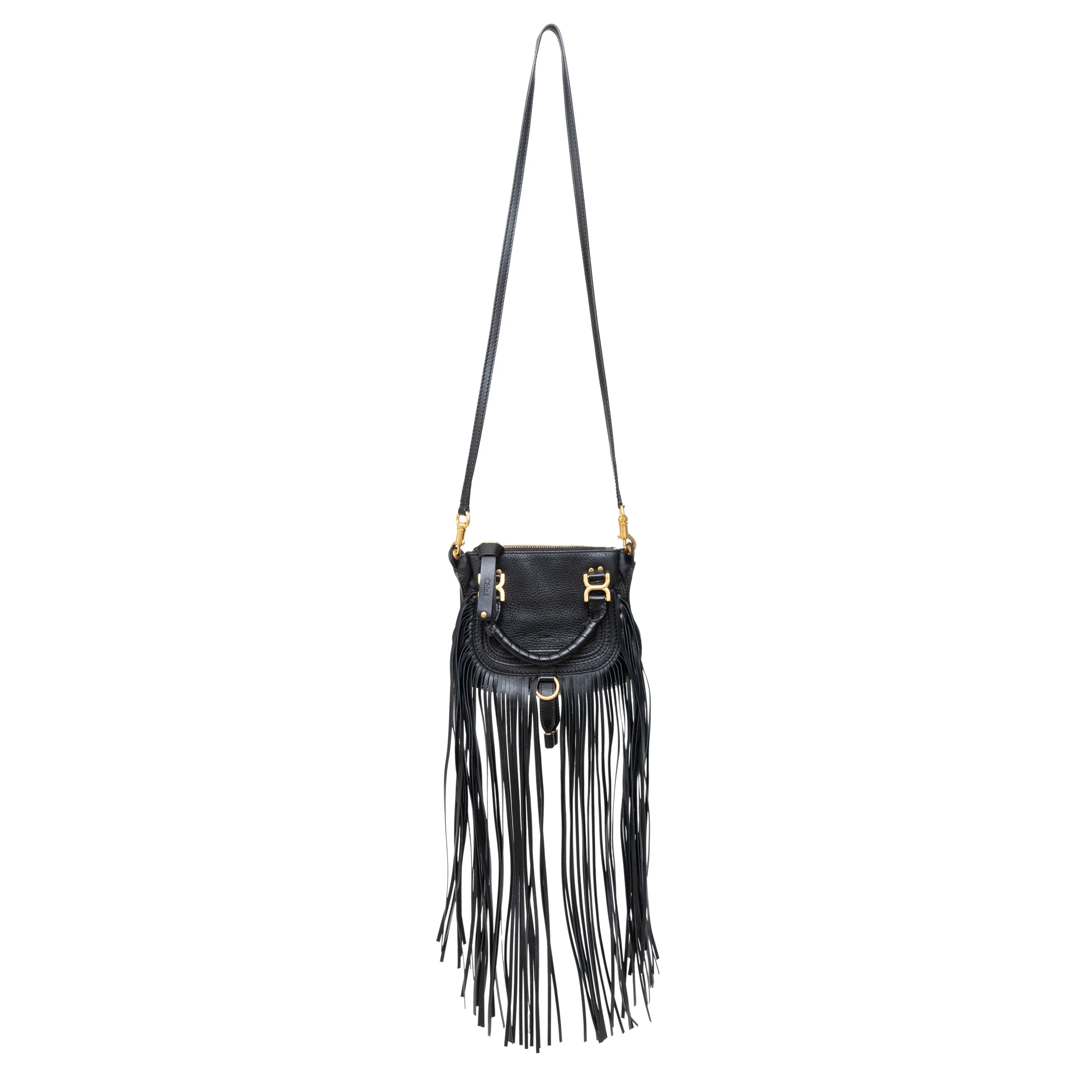 Chloe Mini Marcie Fringe Leather Crossbody Bag - '10s