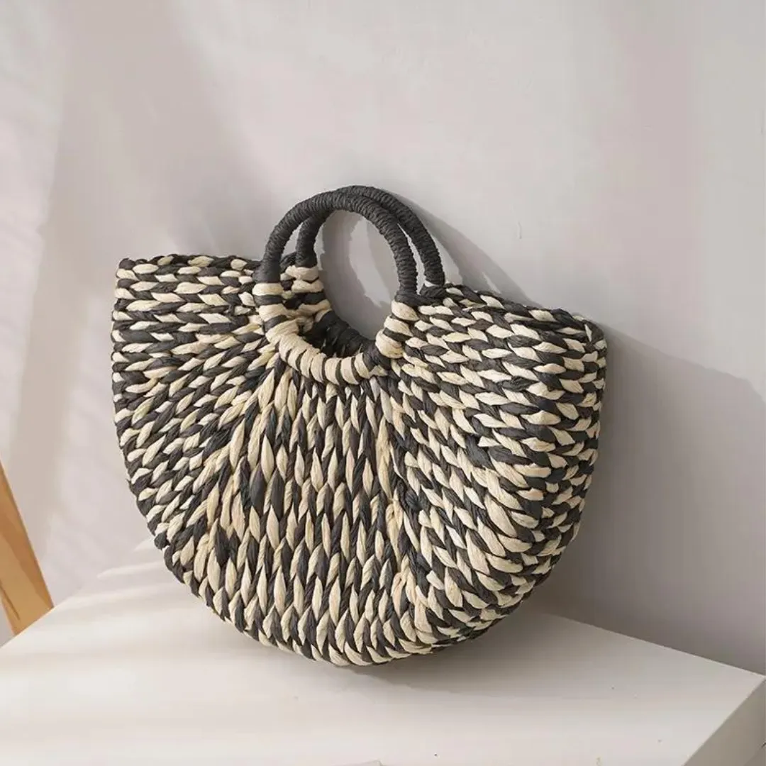 Chokore Black and White Rattan Handbag