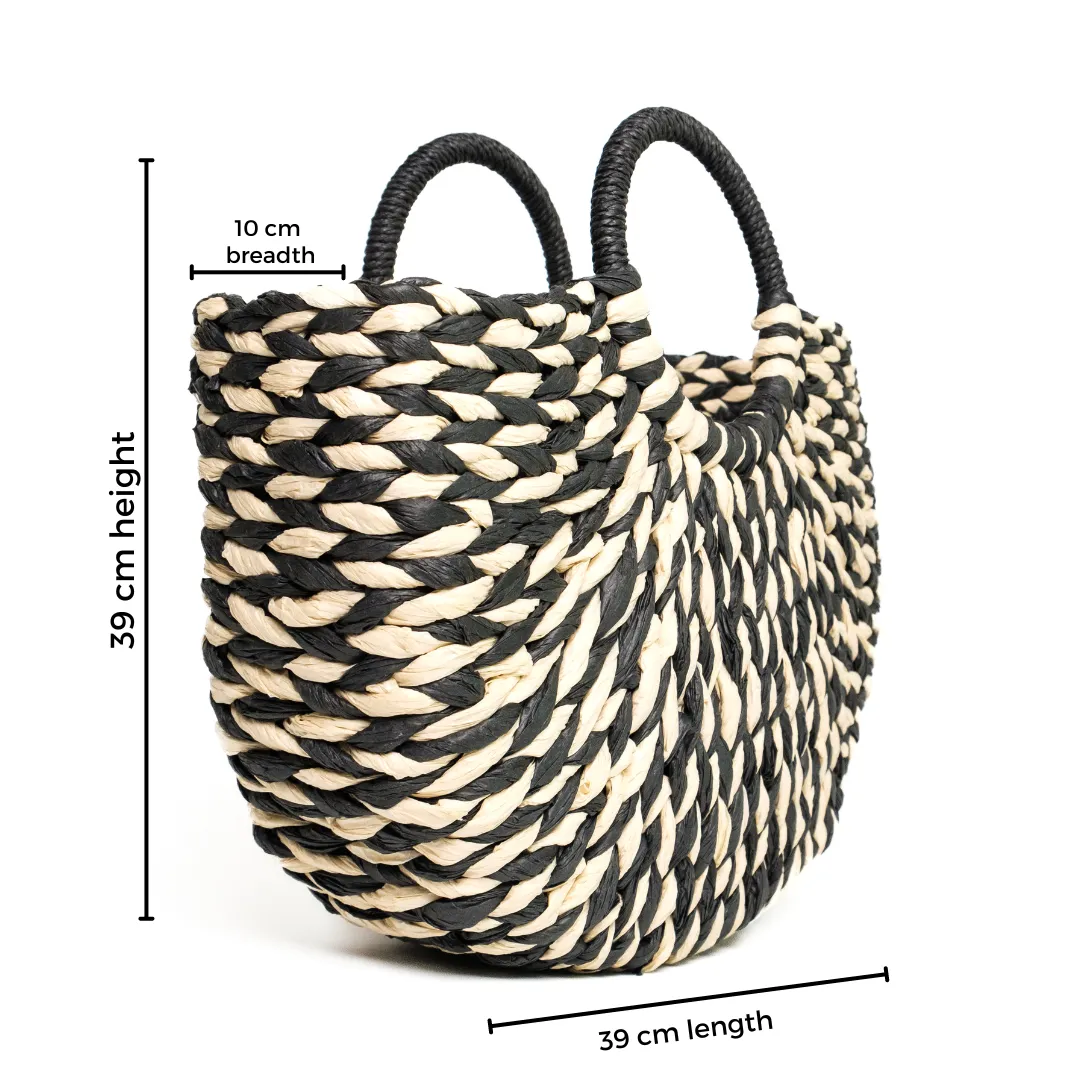 Chokore Black and White Rattan Handbag