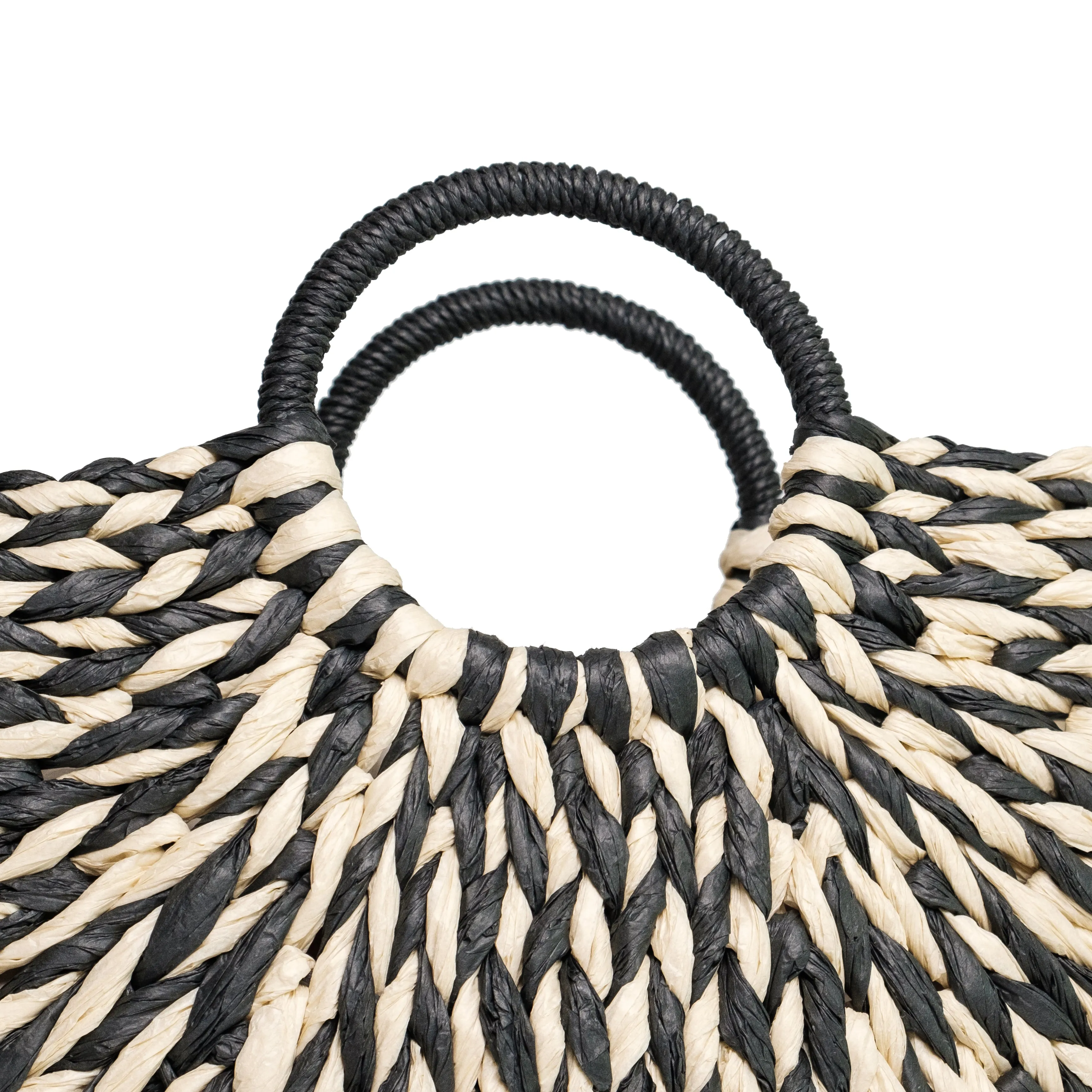 Chokore Black and White Rattan Handbag