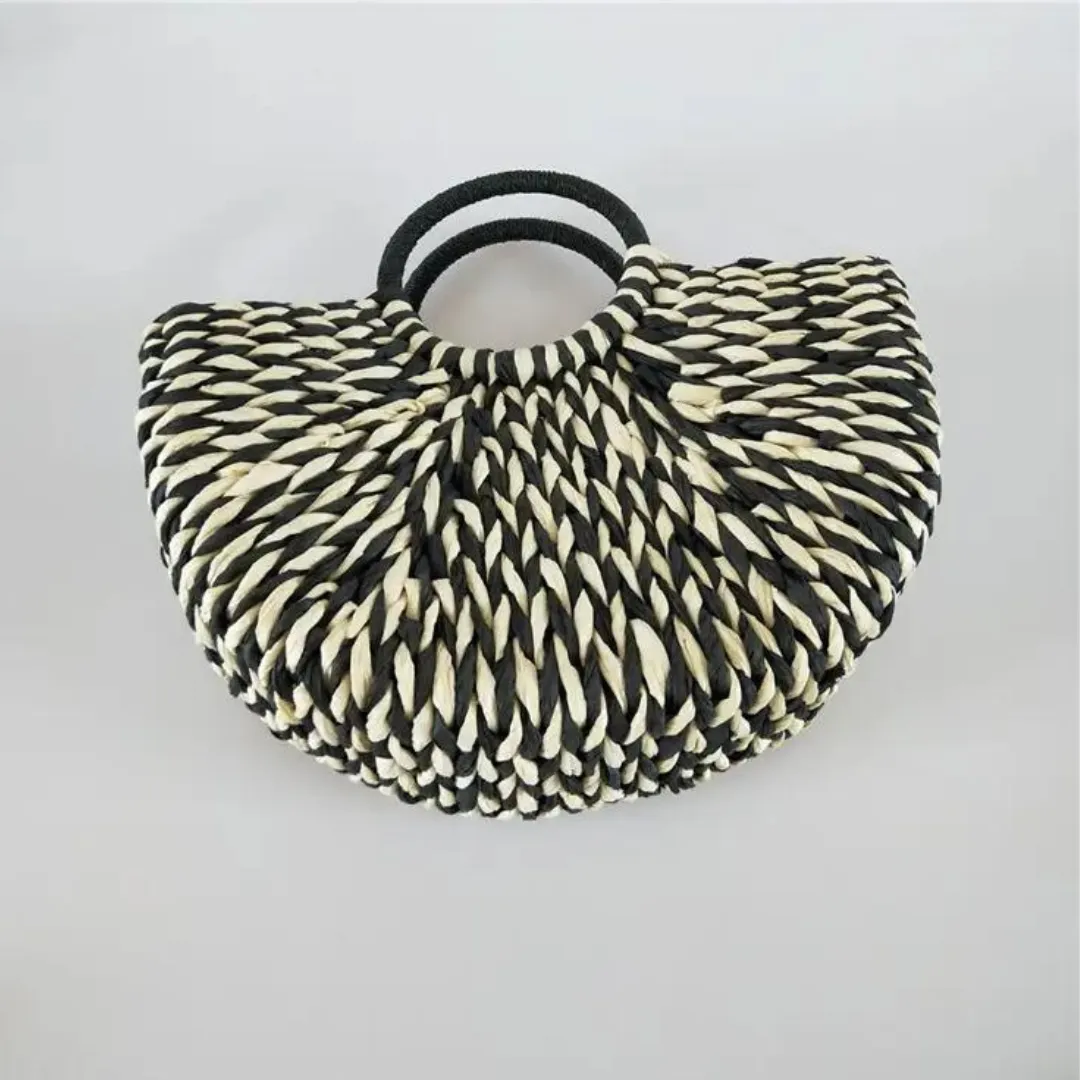 Chokore Black and White Rattan Handbag