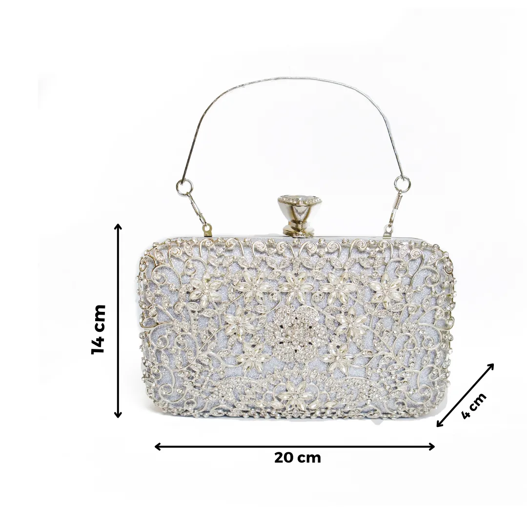 Chokore Embellished Evening Clutch/Handbag (Silver)