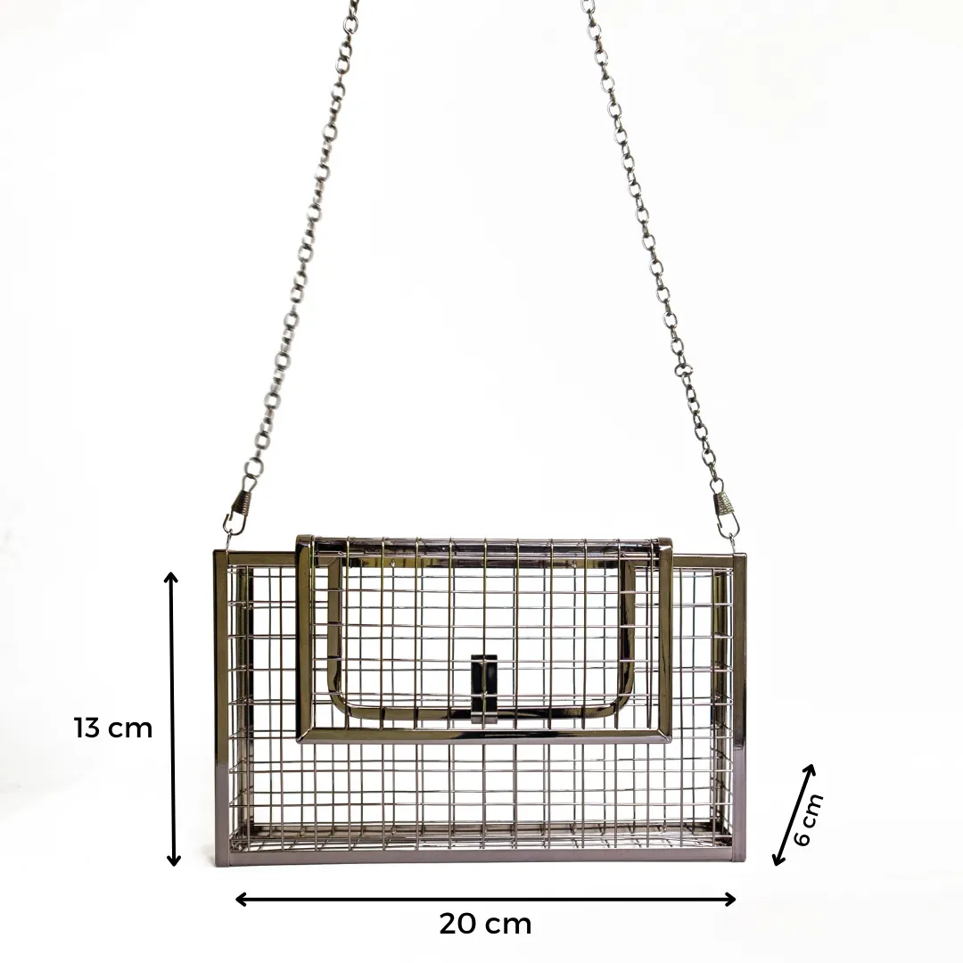 Chokore Metallic Cage Handbag (Black)