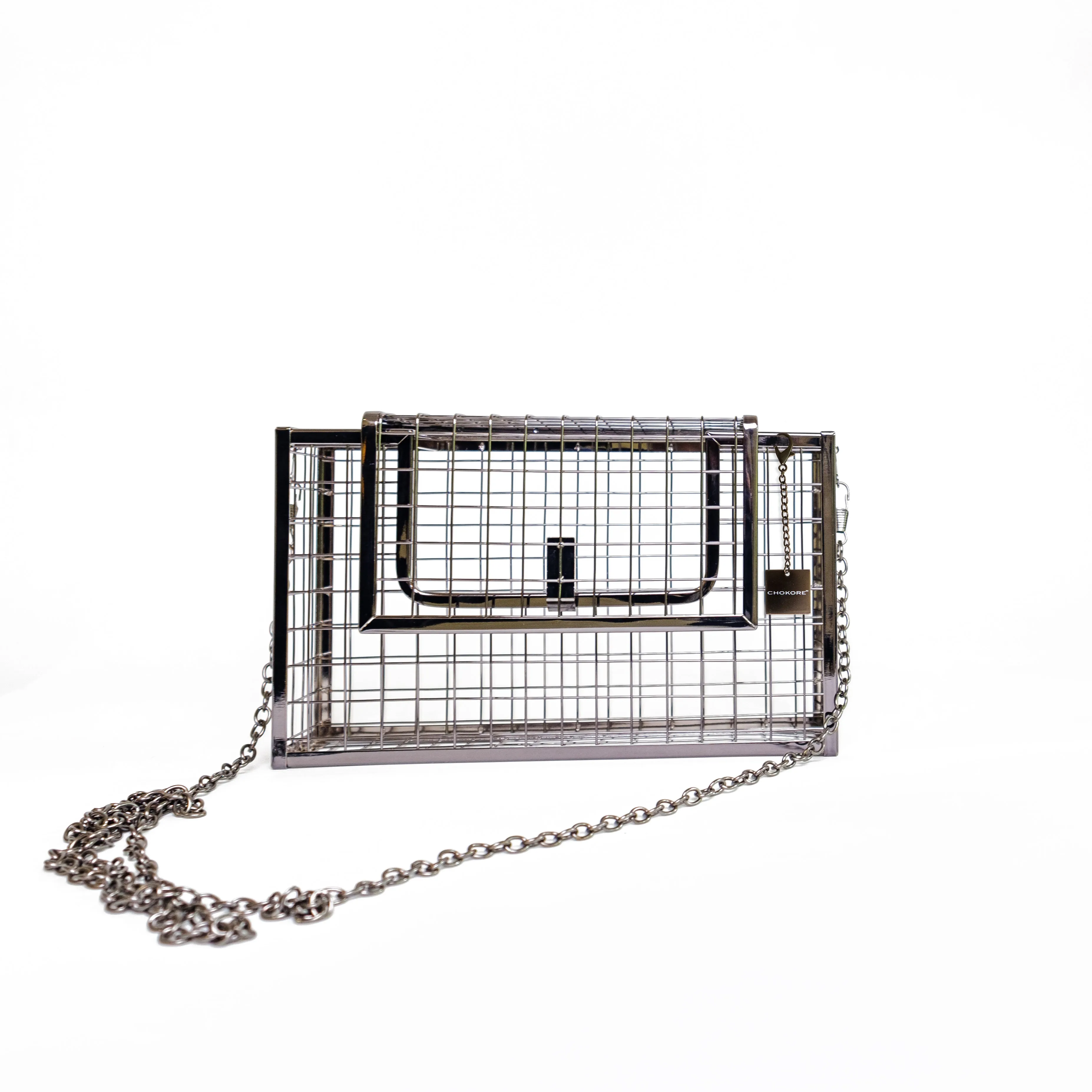 Chokore Metallic Cage Handbag (Black)