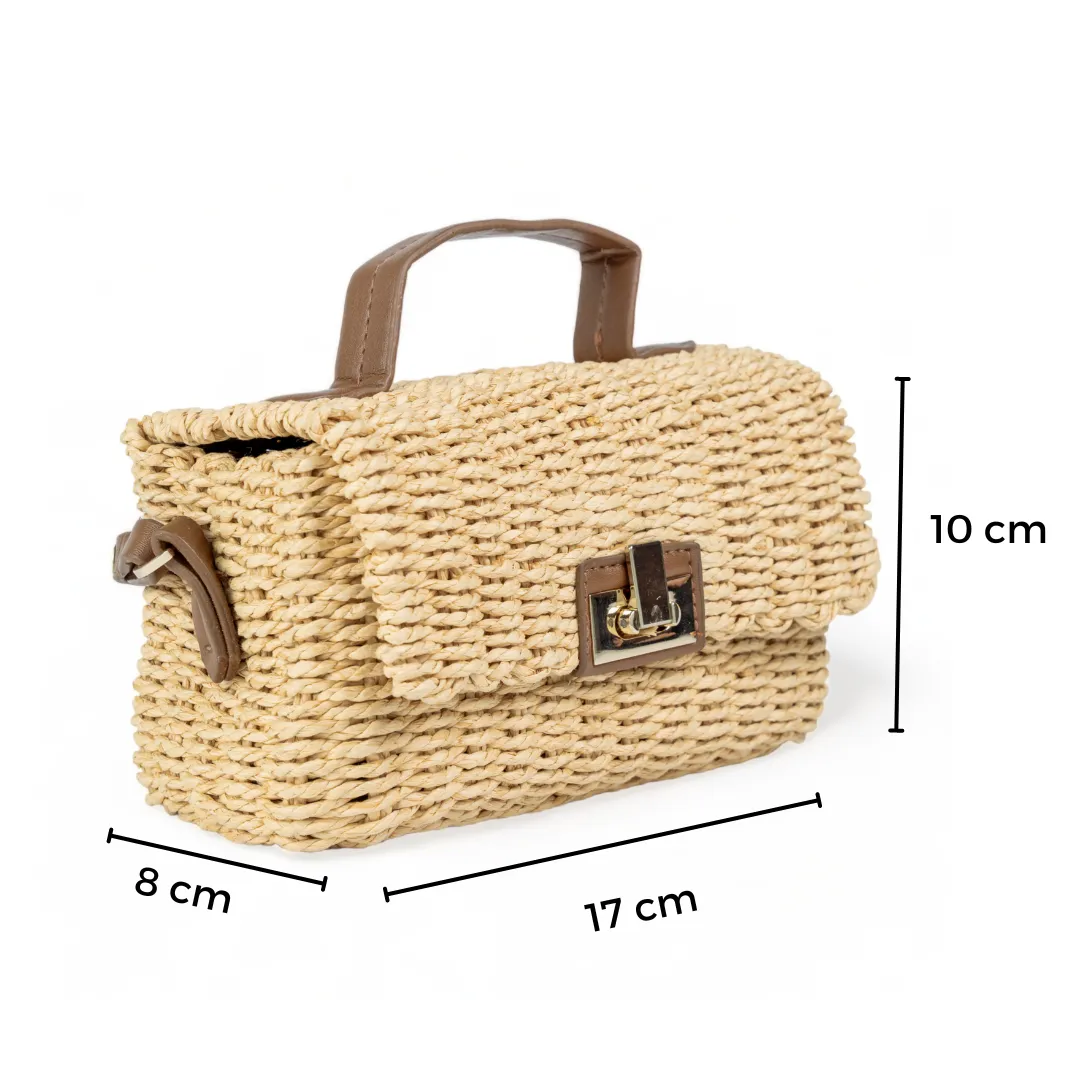 Chokore Rattan Woven Box Bag (Camel)