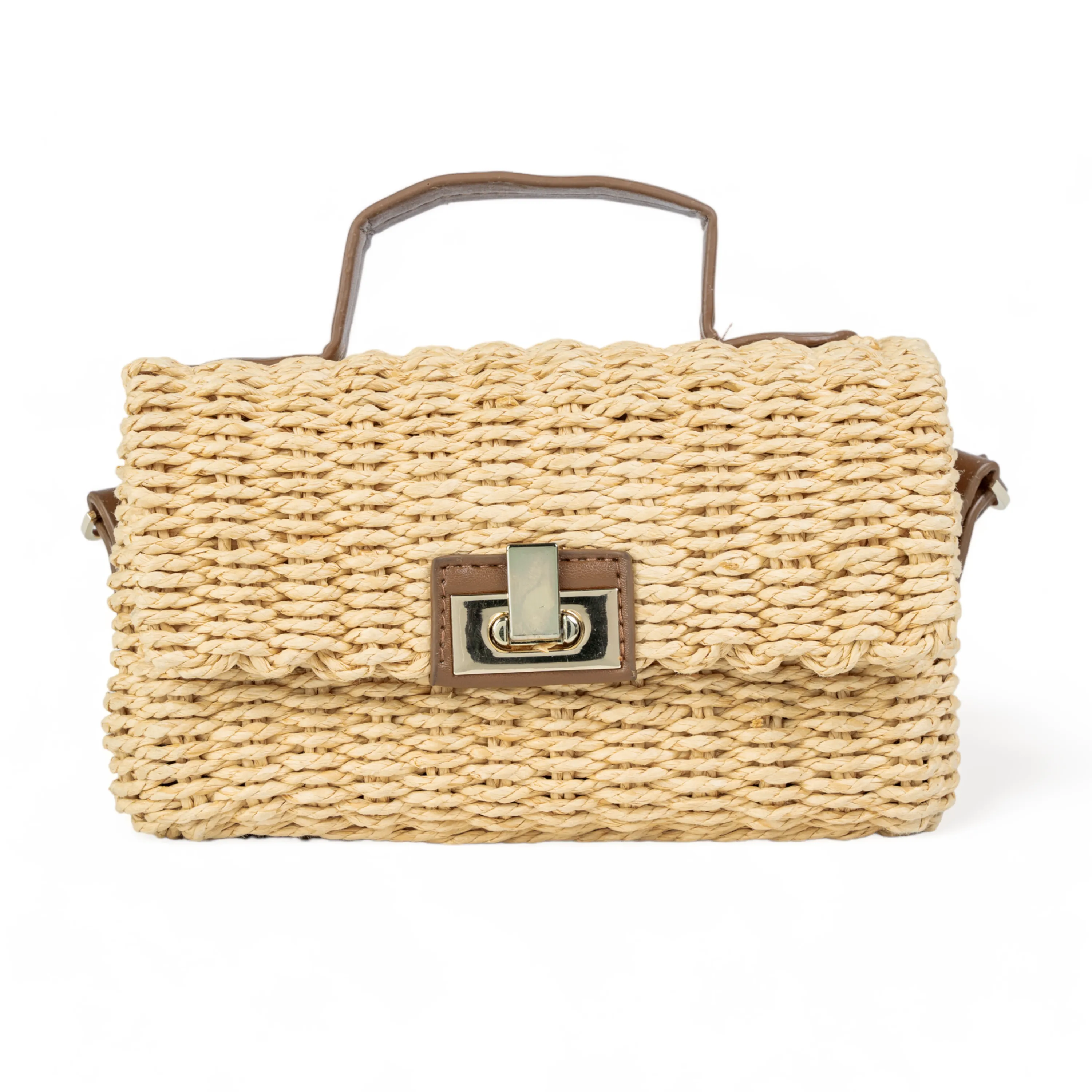 Chokore Rattan Woven Box Bag (Camel)