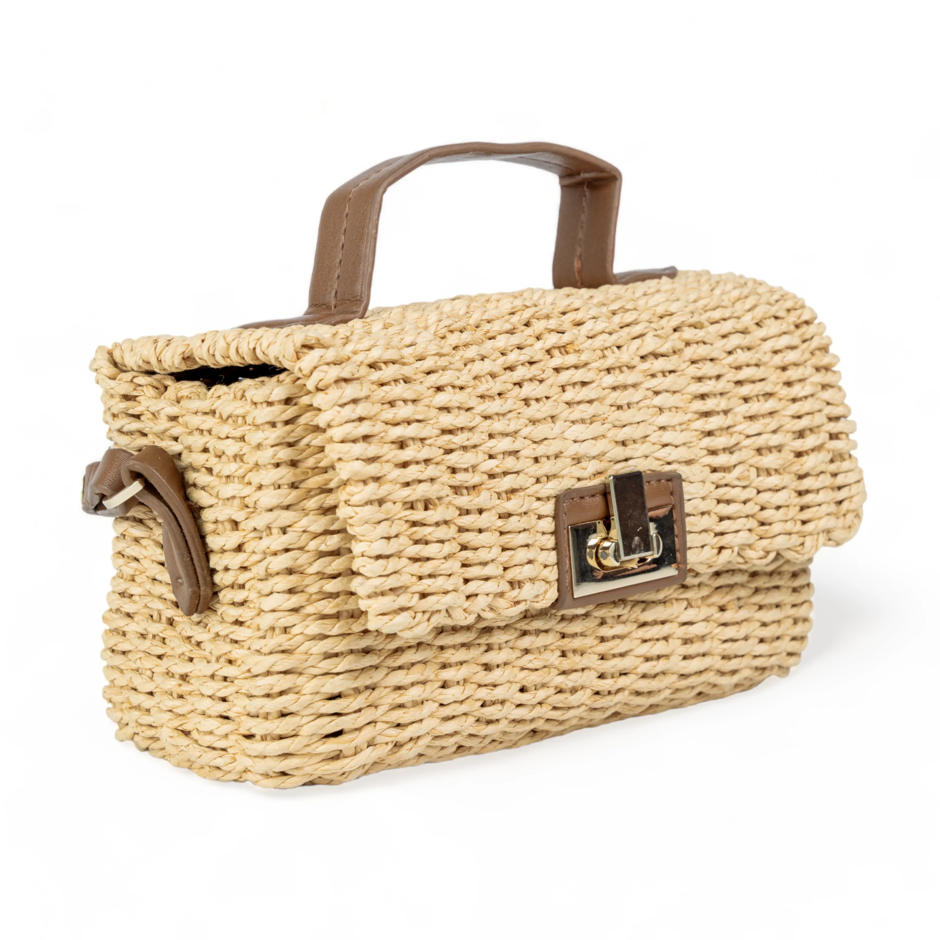 Chokore Rattan Woven Box Bag (Camel)