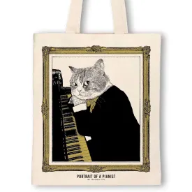 Classicat Tote Bag, Upright Piano