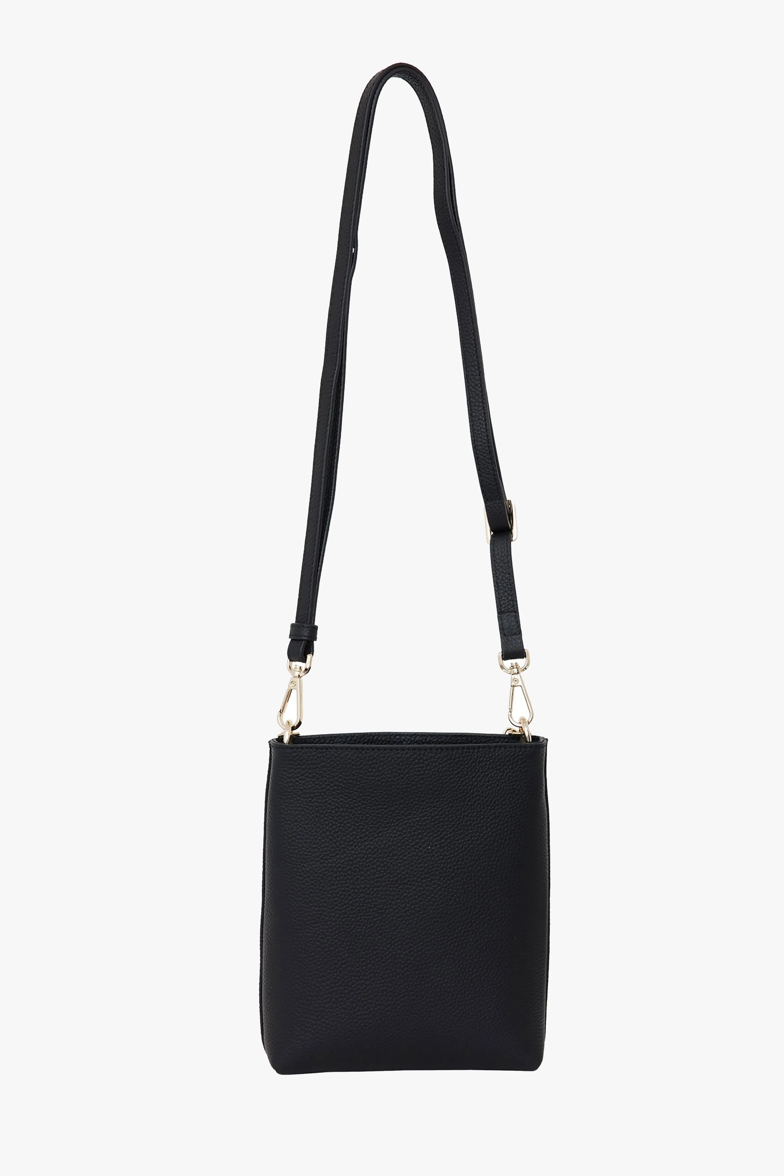 Coco Black Leather Bucket Bag with Gold Chain Detailing