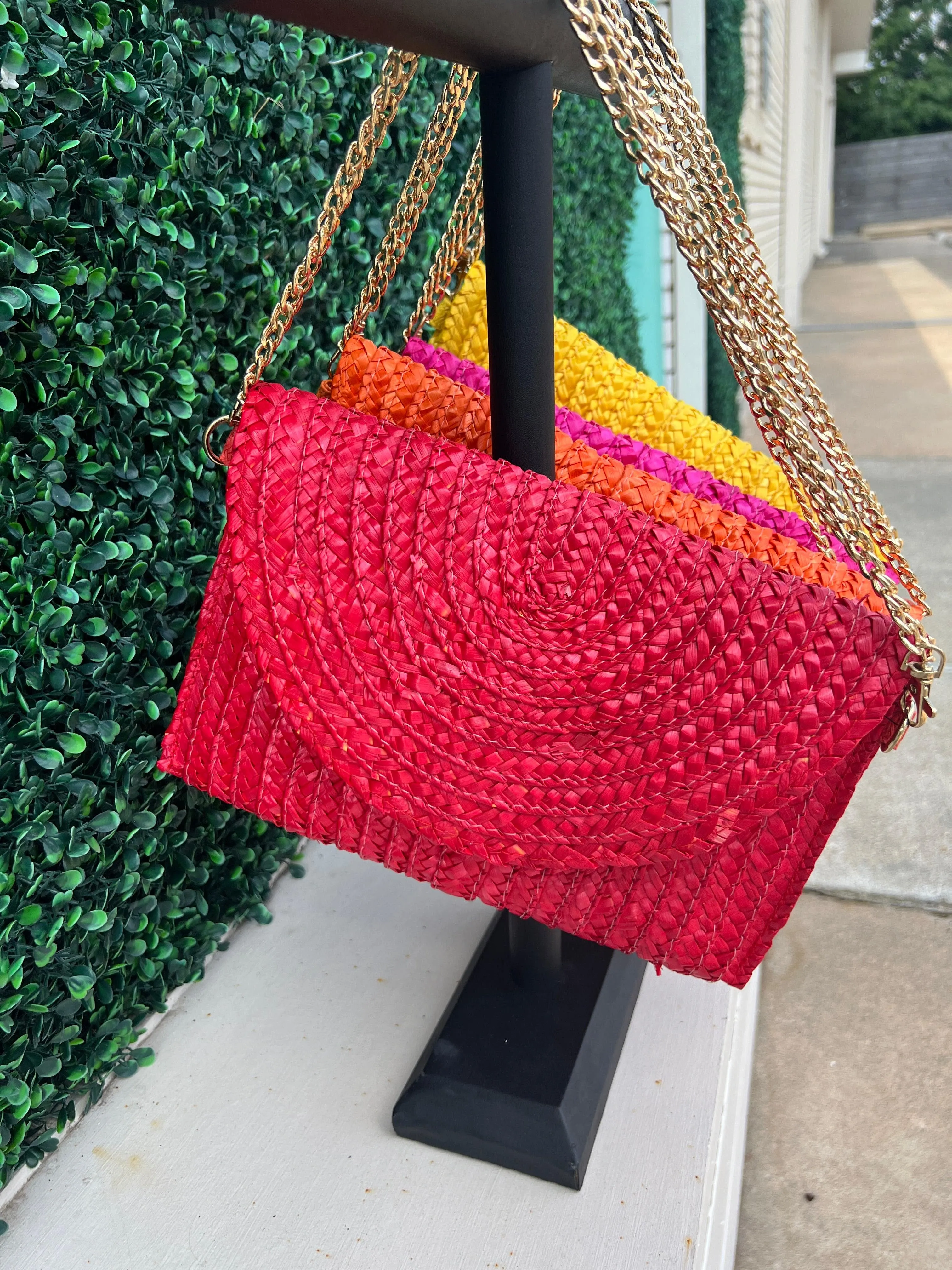 Colored Straw Purse/Clutch