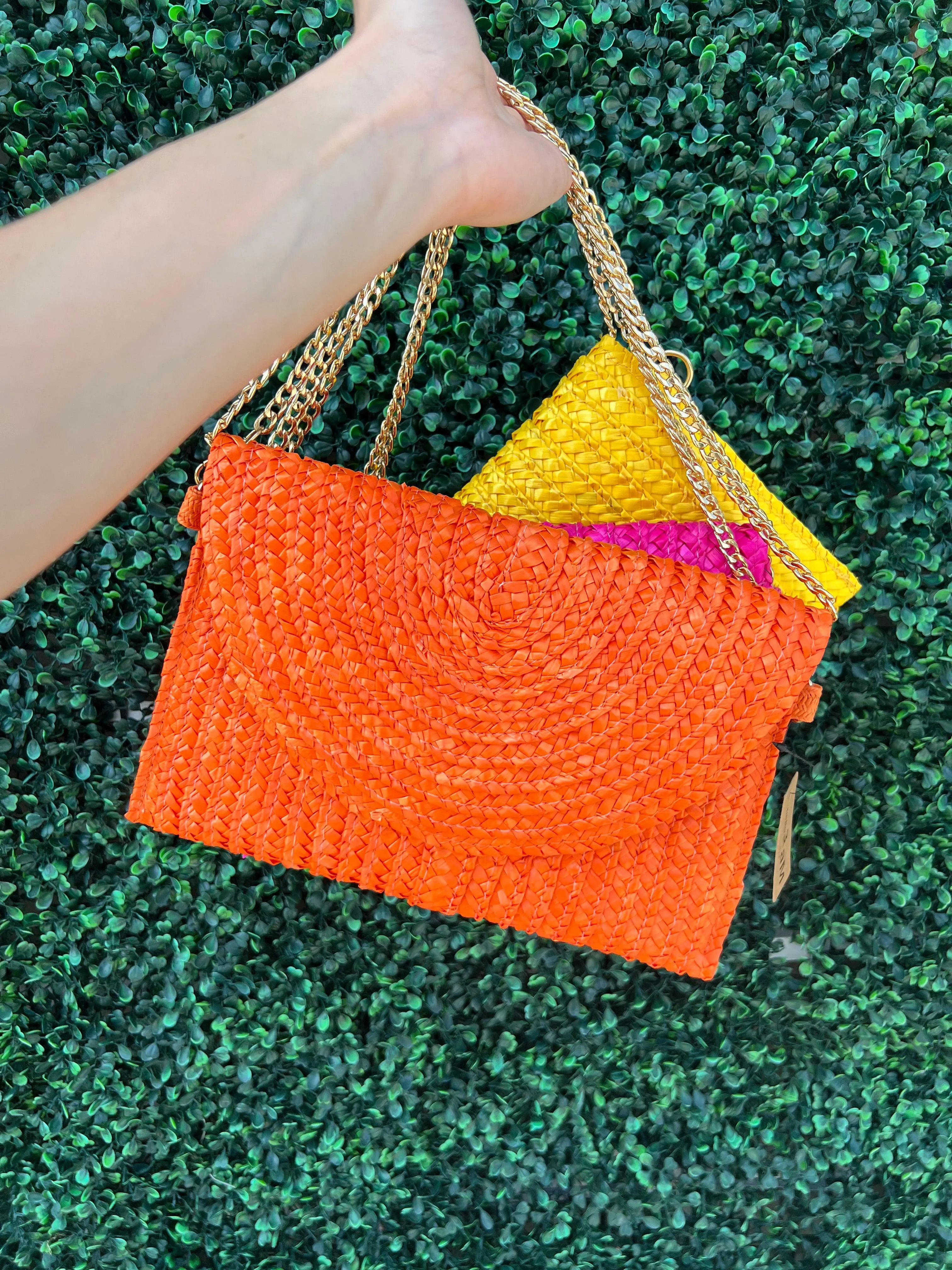 Colored Straw Purse/Clutch