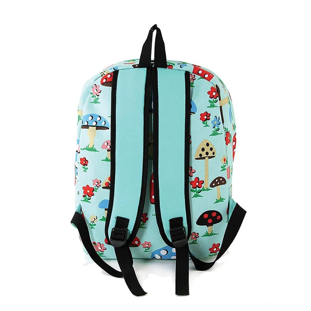 Colorful Garden Mushrooms Canvas School Backpack