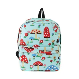 Colorful Garden Mushrooms Canvas School Backpack