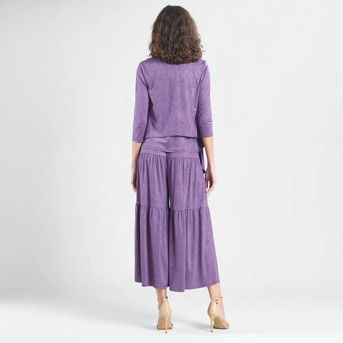 Crushed Silk Knit - Cardigan, Tank, Skirt-Pant 3pc Set - Plum - Final Sale!