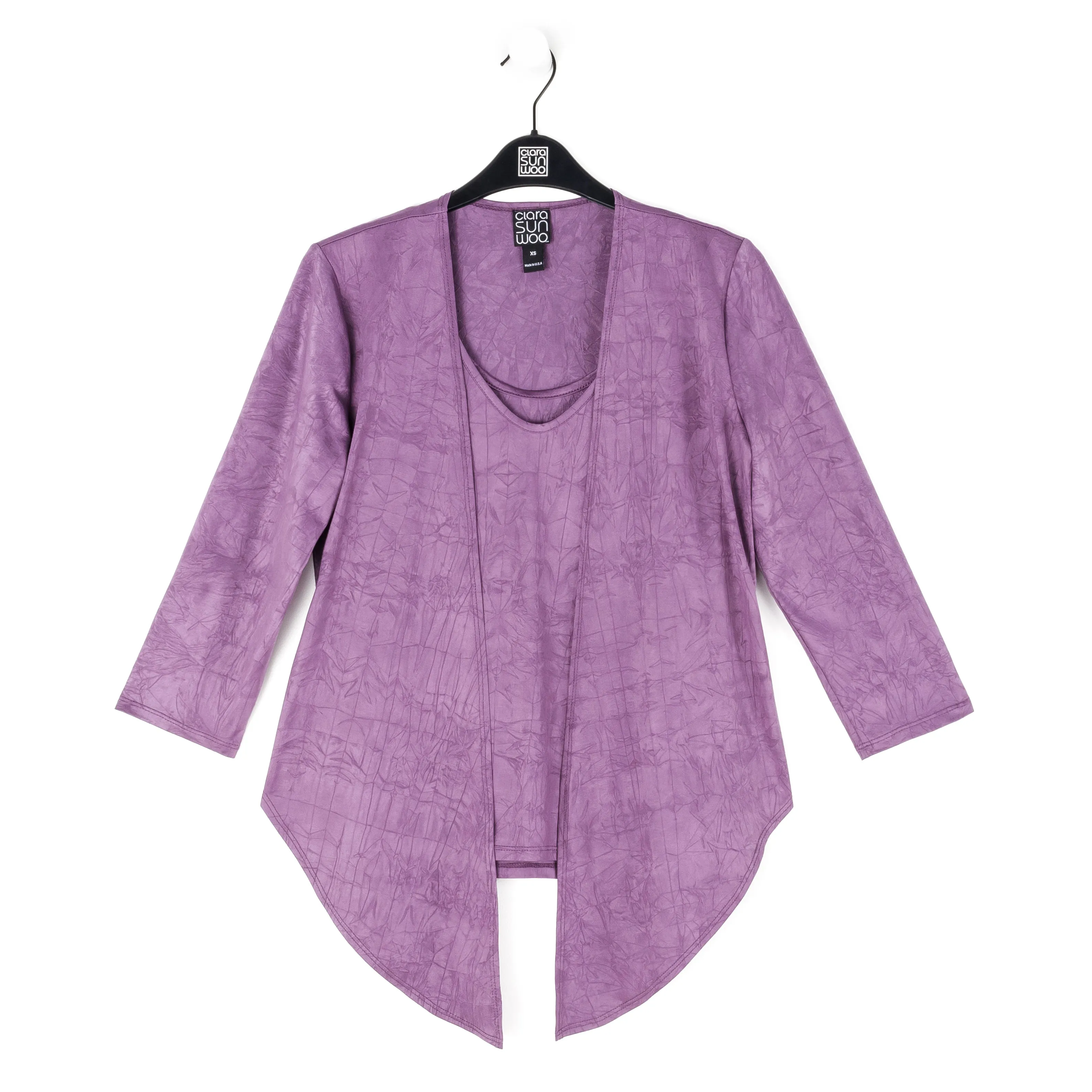 Crushed Silk Knit - Cardigan, Tank, Skirt-Pant 3pc Set - Plum - Final Sale!